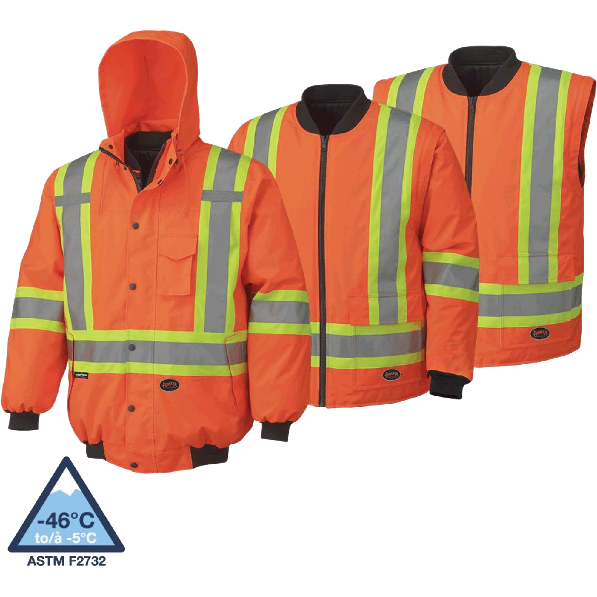 5022 Veste aviateur imperméable 7 en 1, Polyester, Orange haute visibilité, 5T-Grand