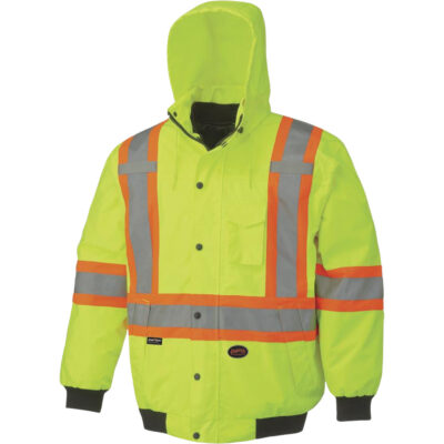 5023 Veste aviateur imperméable 7 en 1, Polyester, Jaune lime haute visibilité, Grand