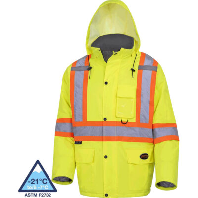 5031 Manteau de sécurité matelassé imperméable, Jaune lime haute visibilité, Moyen