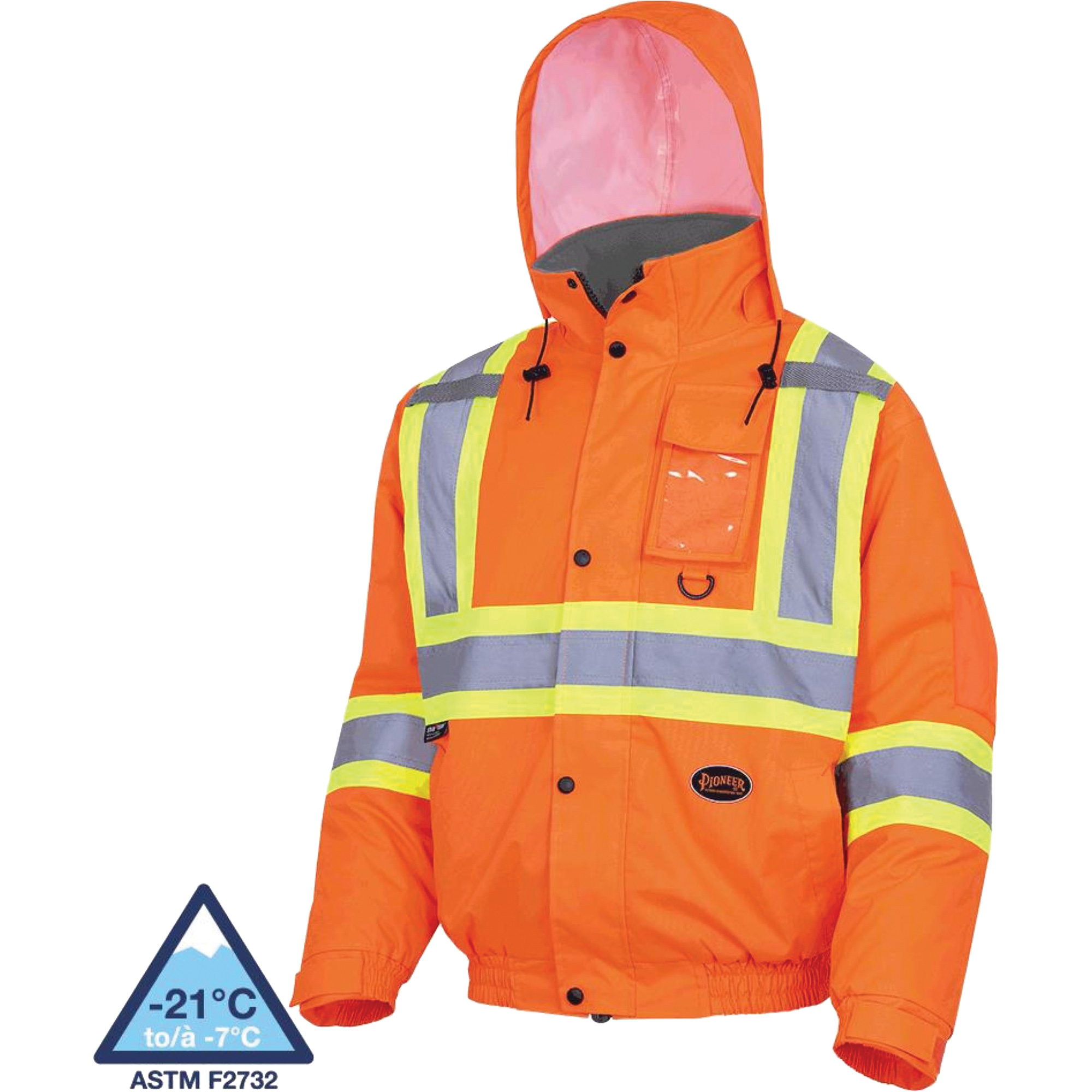 5032 Veste aviateur de sécurité imperméable et matelassée pour l'hiver, Polyester, Orange haute visibilité, 5T-Grand