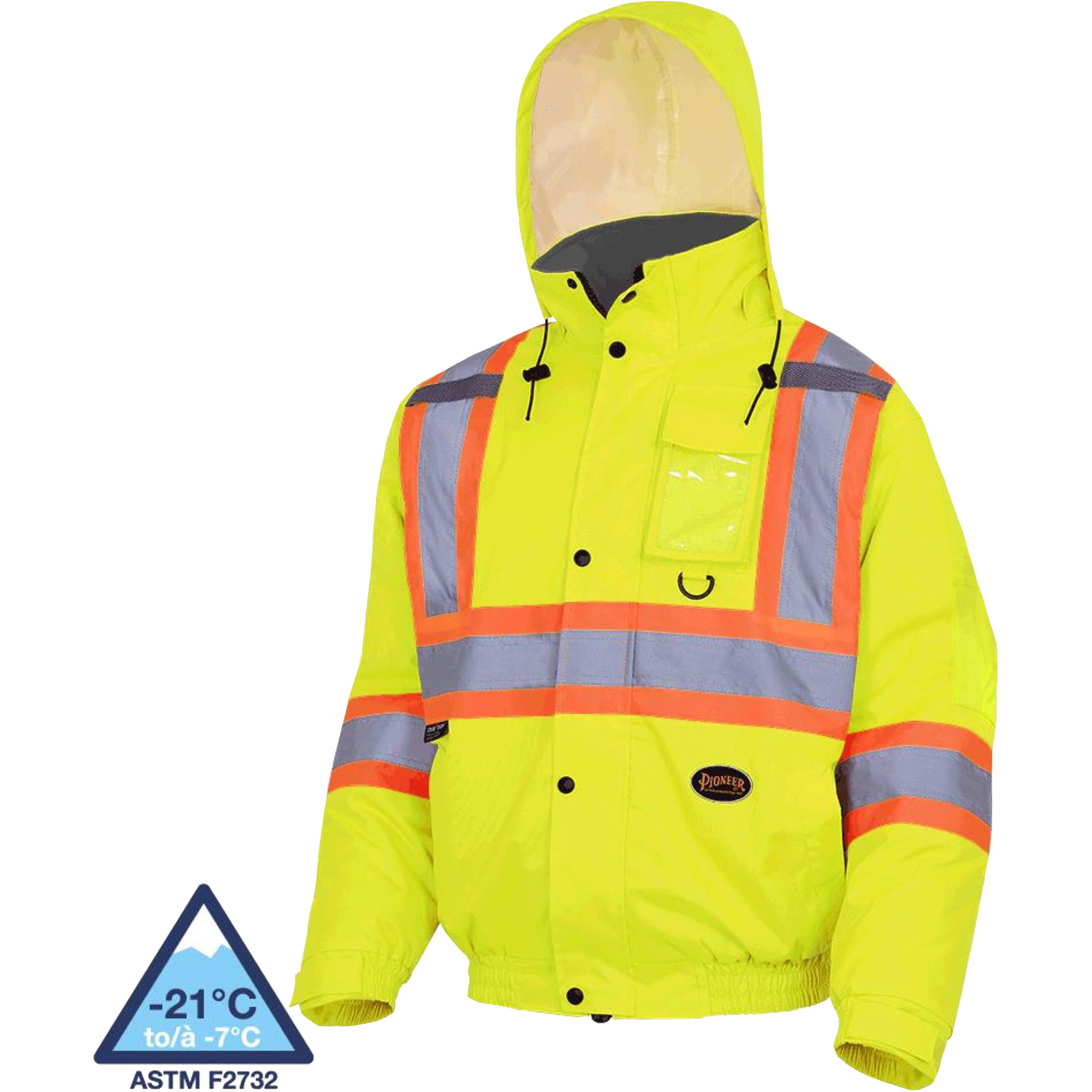 5033 Veste aviateur de sécurité imperméable et matelassée pour l'hiver, Polyester, Jaune lime haute visibilité, 2T-Grand