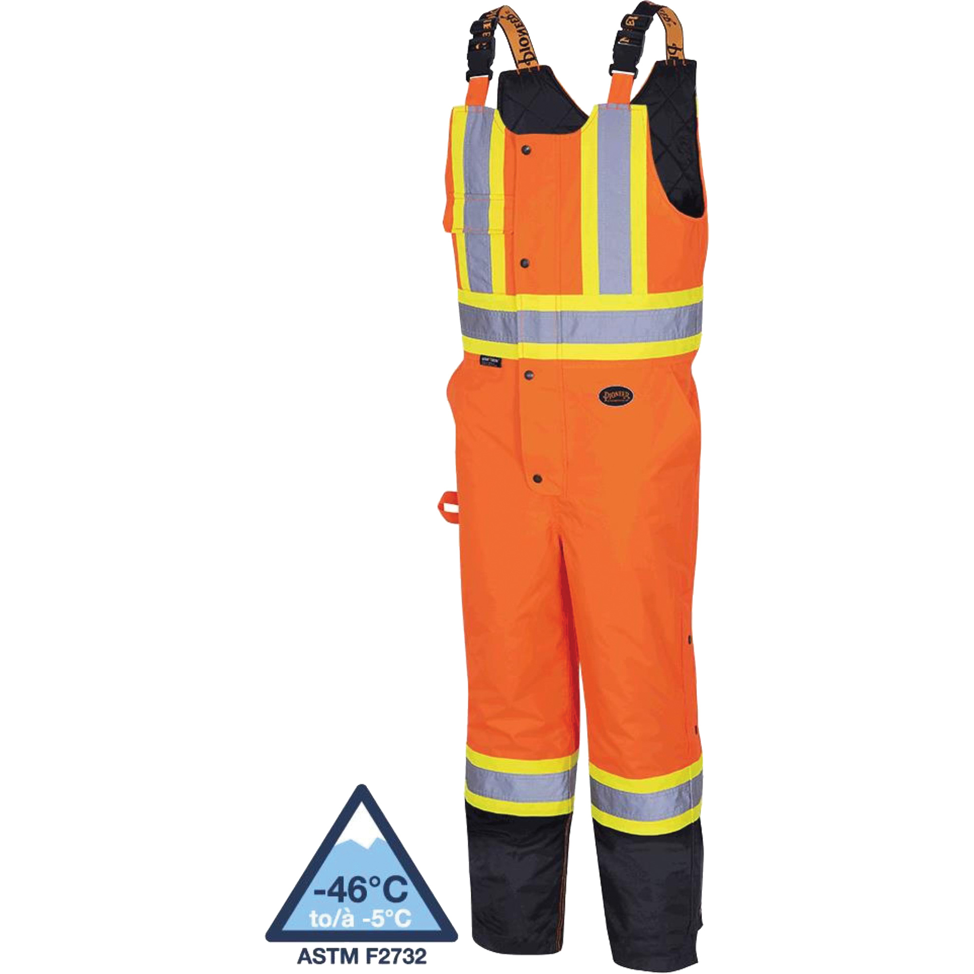 5040BB Salopettes matelassées imperméables, Polyester, 4T-Grand, Noir/Orange haute visibilité