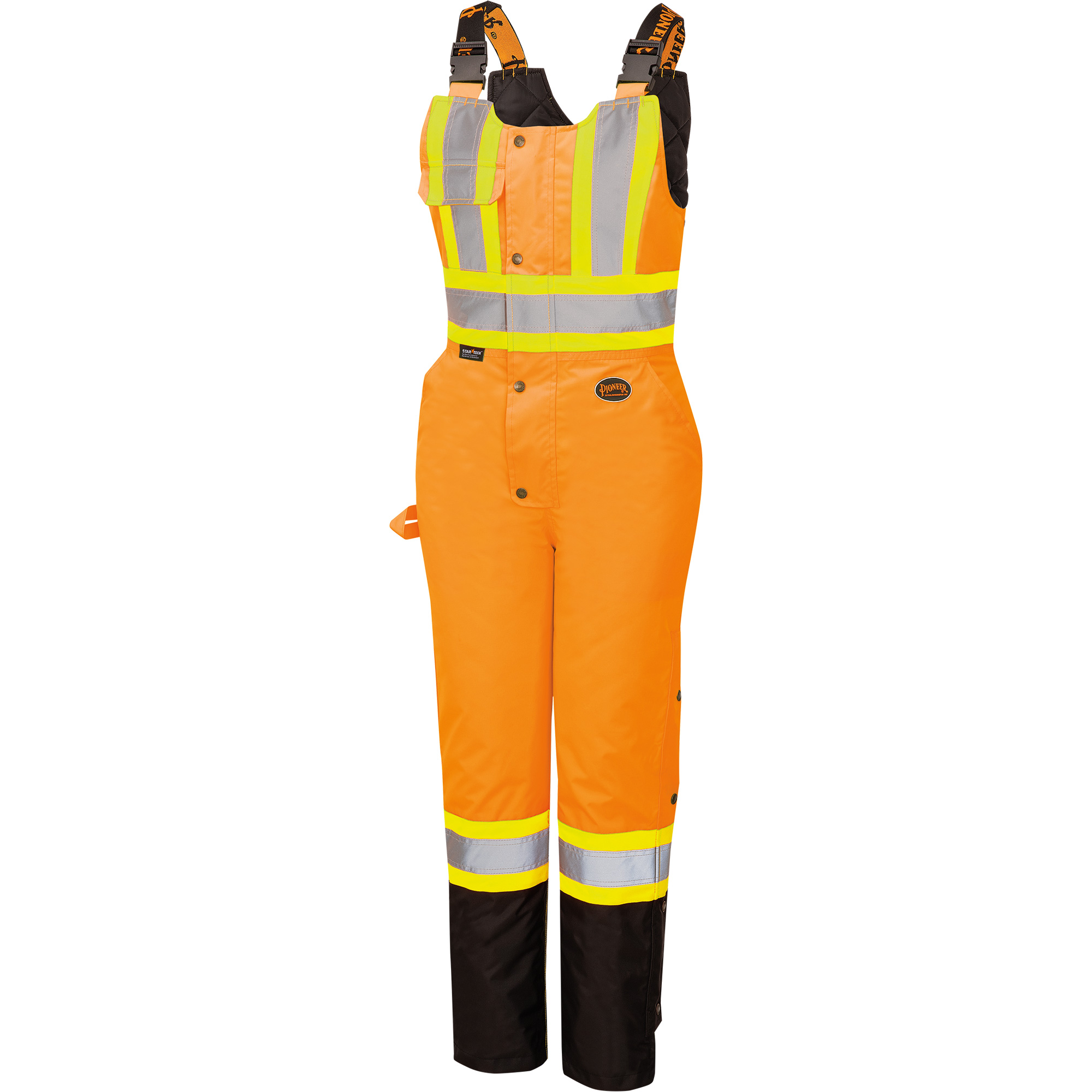 5040BBW Combinaison de sécurité imperméable haute visibilité pour femmes, Polyester, 4T-Grand, Noir/Orange haute visibilité