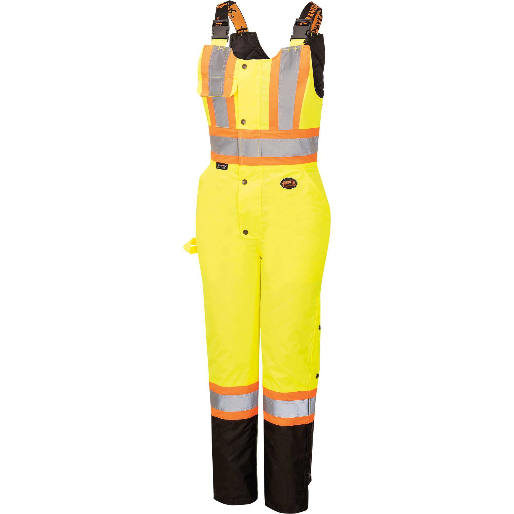 5041BBW Combinaison de sécurité imperméable haute visibilité pour femmes, Polyester, T-Grand, Noir/Jaune lime haute visibilité