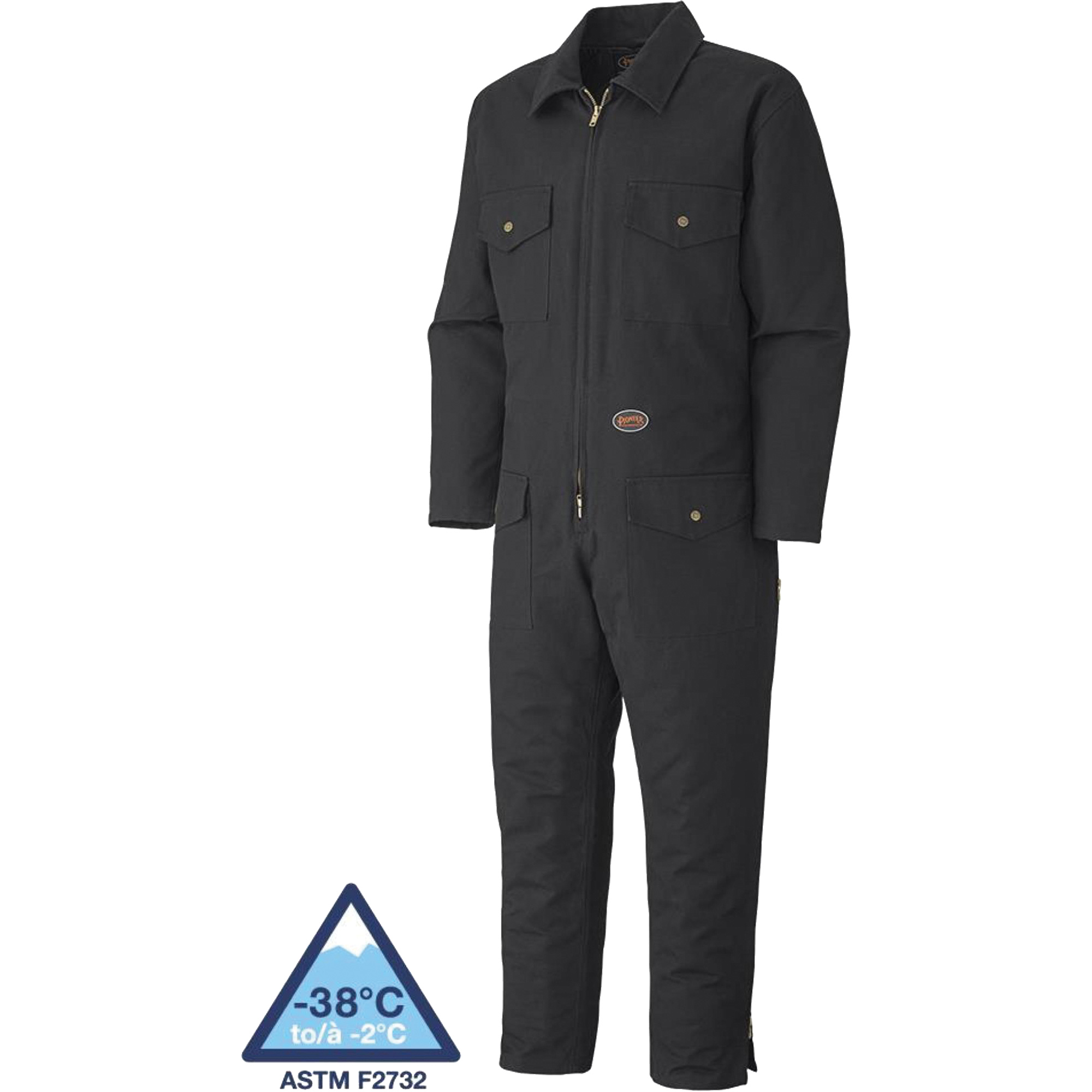 520A Combinaisons en toile de coton matelassée, Hommes, Noir, Taille Grand