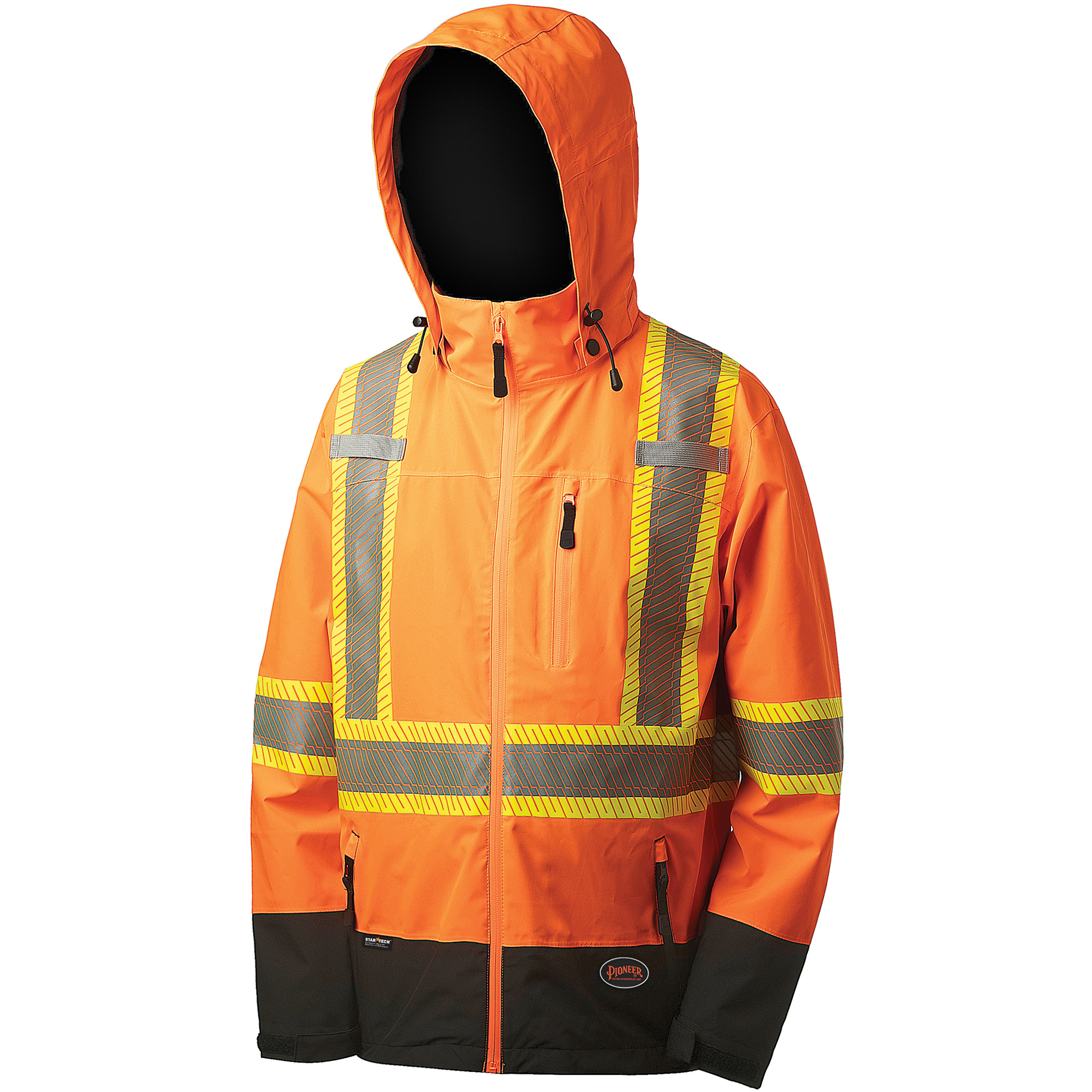5220 Manteau de sécurité imperméable à coquille souple de première qualité, Polyester, Orange haute visibilité, 2T-Grand