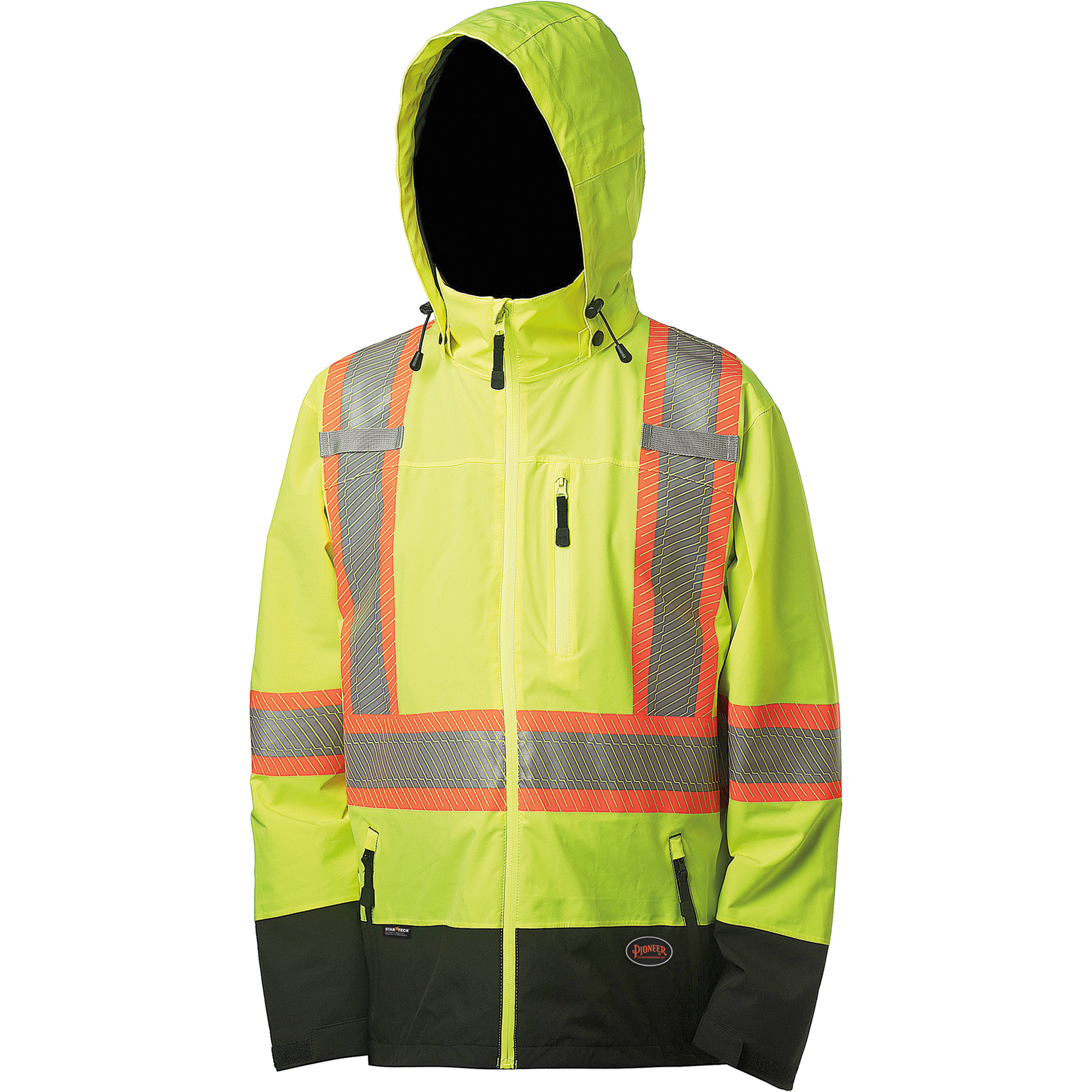 5221 Manteau de sécurité imperméable à coquille souple de première qualité, Polyester, Jaune lime haute visibilité, Grand