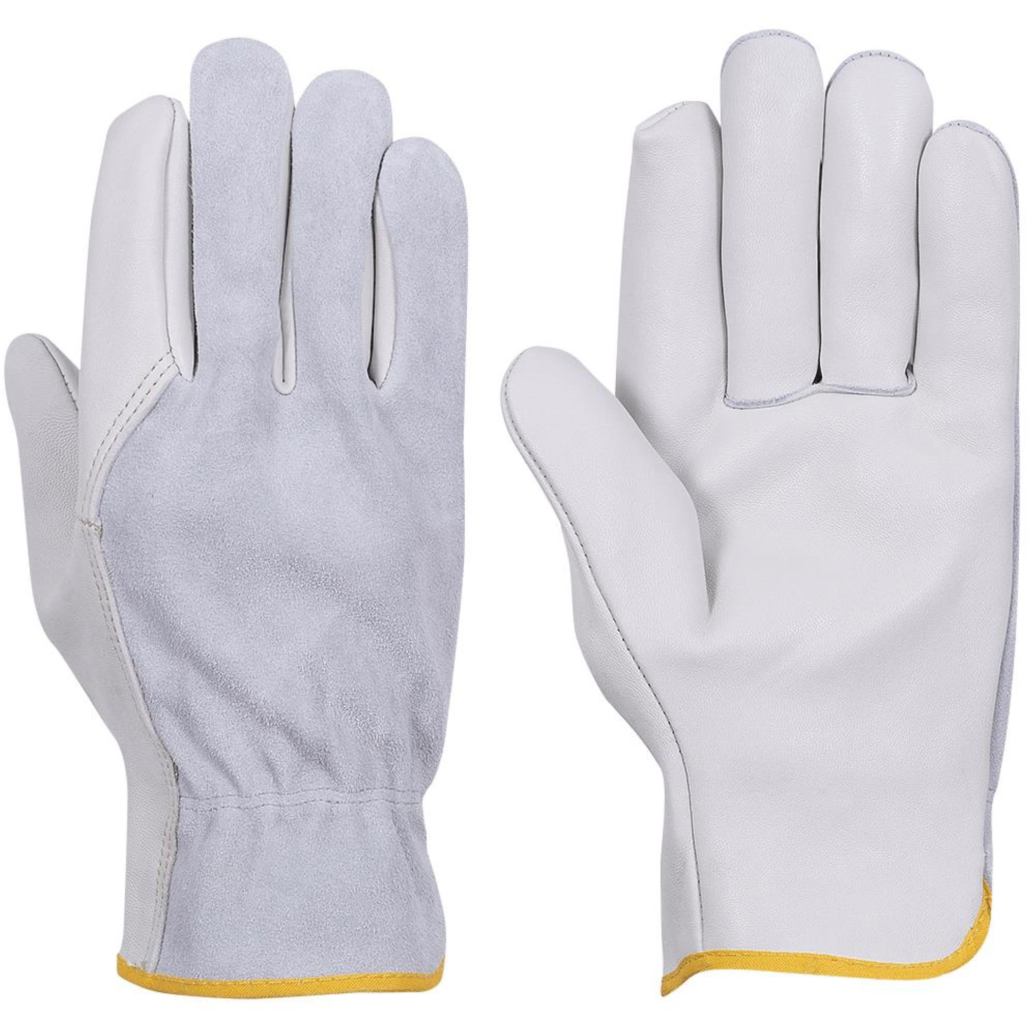 535G Gants de chauffeur beige, T-Grand, Paume en Cuir fleur de vache