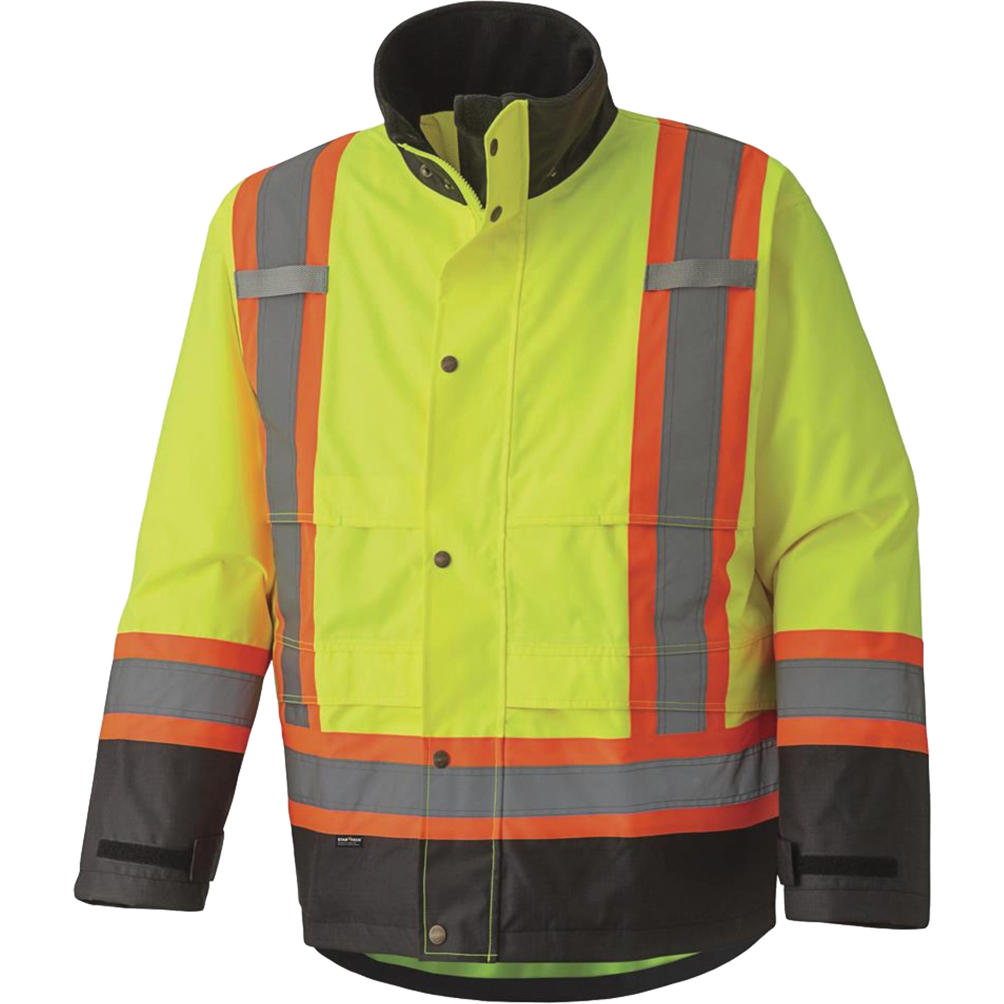 5401 Veste de sécurité imperméable 300D Trilobal antidéchirure, Polyester, Noir/Jaune lime haute visibilité, Moyen