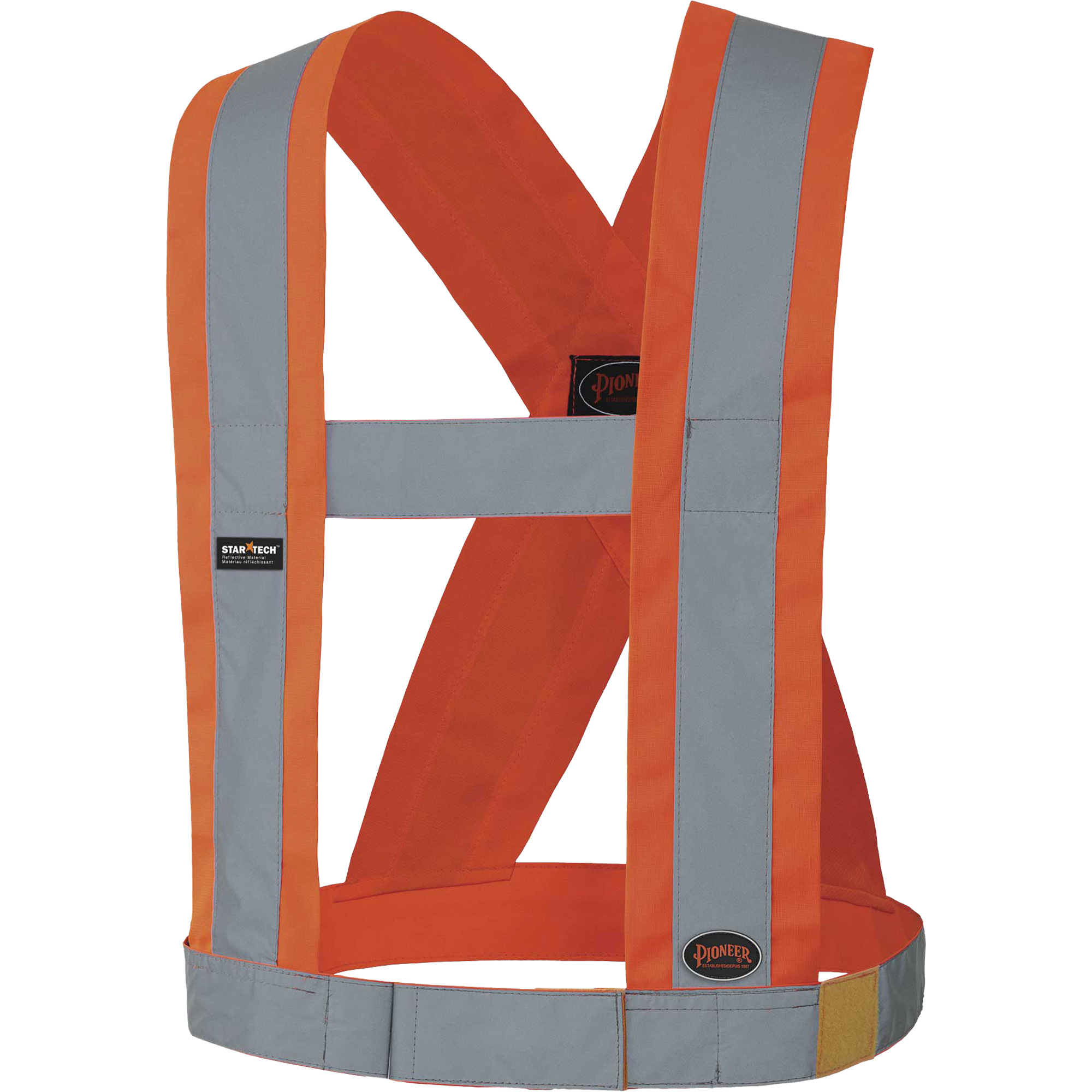 5490 Bretelles de sécurité réglable de 4" de large, Répond ou surpasse la norme CSA Z96 classe 2 - niveau 2, Orange haute visibilité, Couleur réfléchissante Argent, Taille unique