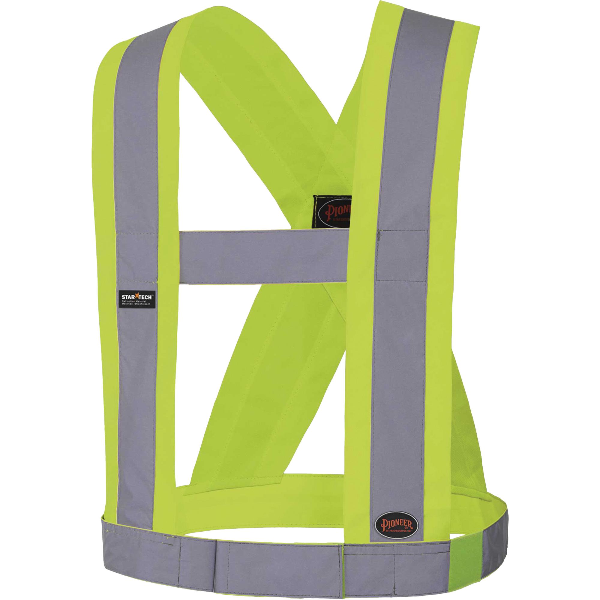 5492 Bretelles de sécurité réglable de 4" de large, Répond ou surpasse la norme CSA Z96 classe 2 - niveau 2, Jaune lime haute visibilité, Couleur réfléchissante Argent, Taille unique