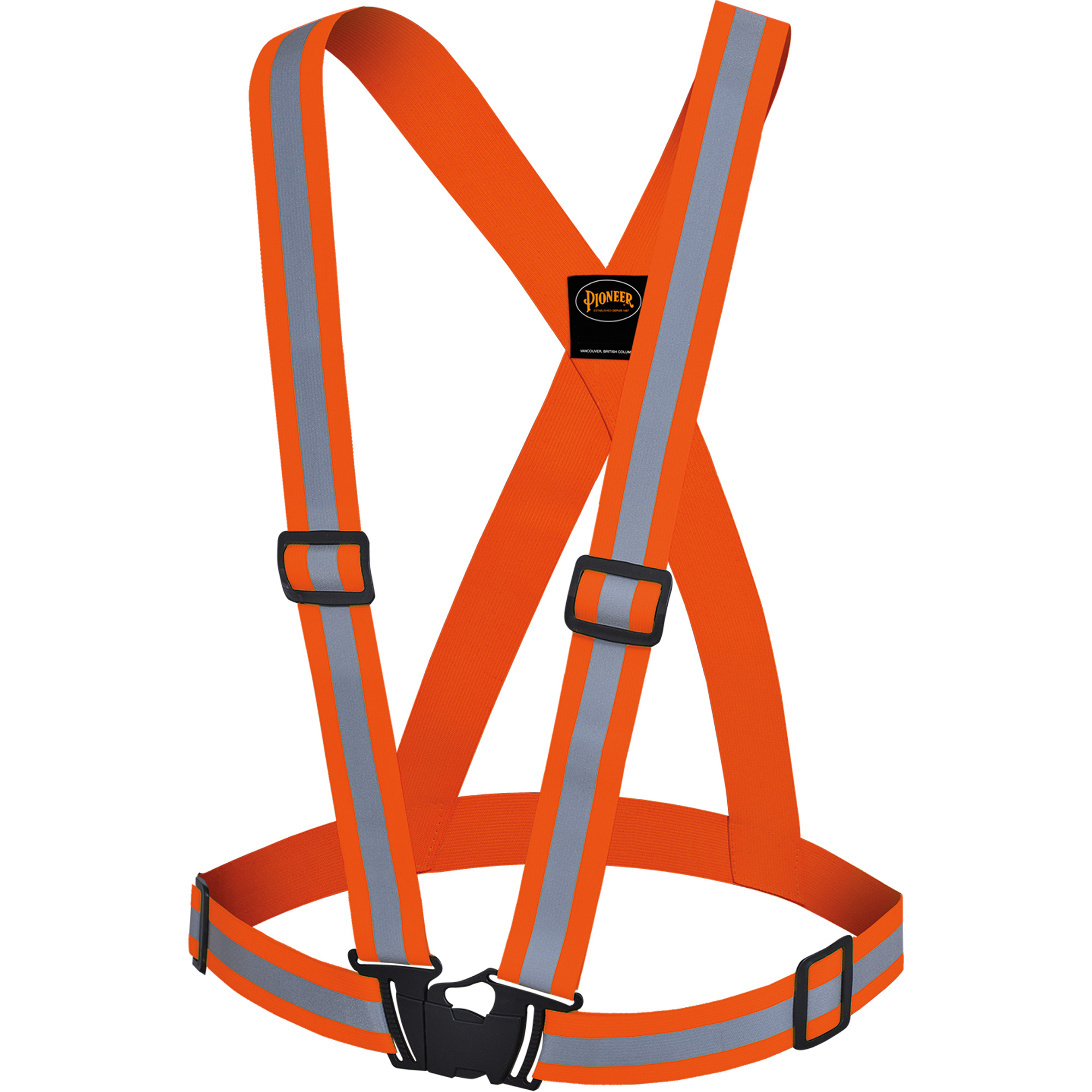 5496 Bretelles de sécurité haute visibilité, Orange haute visibilité, Couleur réfléchissante Argent, Taille unique