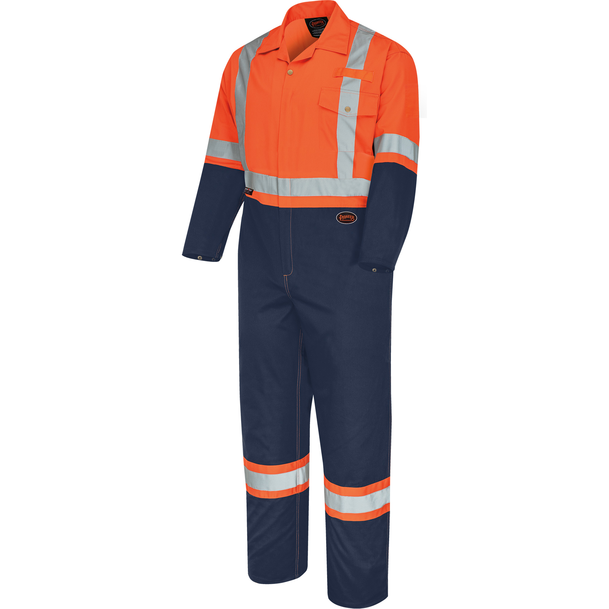5514BBT Combinaison de sécurité 2 tons avec fermeture à glissière, 64 (grande taille), Orange haute visibilité/Bleu marin