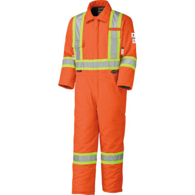 5532A Combinaison de sécurité à haute visibilité ignifuge et anti-arcs électriques, Taille Grand, Orange haute visibilité, 58 cal/cm²