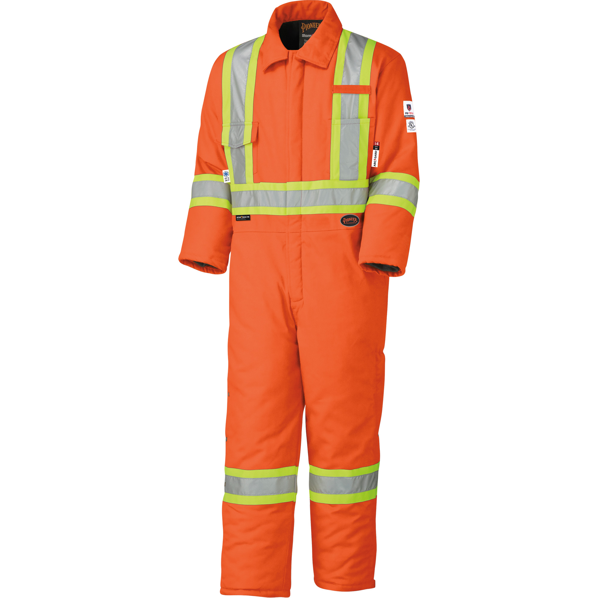 5532A Combinaison de sécurité à haute visibilité ignifuge et anti-arcs électriques, Taille Grand, Orange haute visibilité, 58 cal/cm²