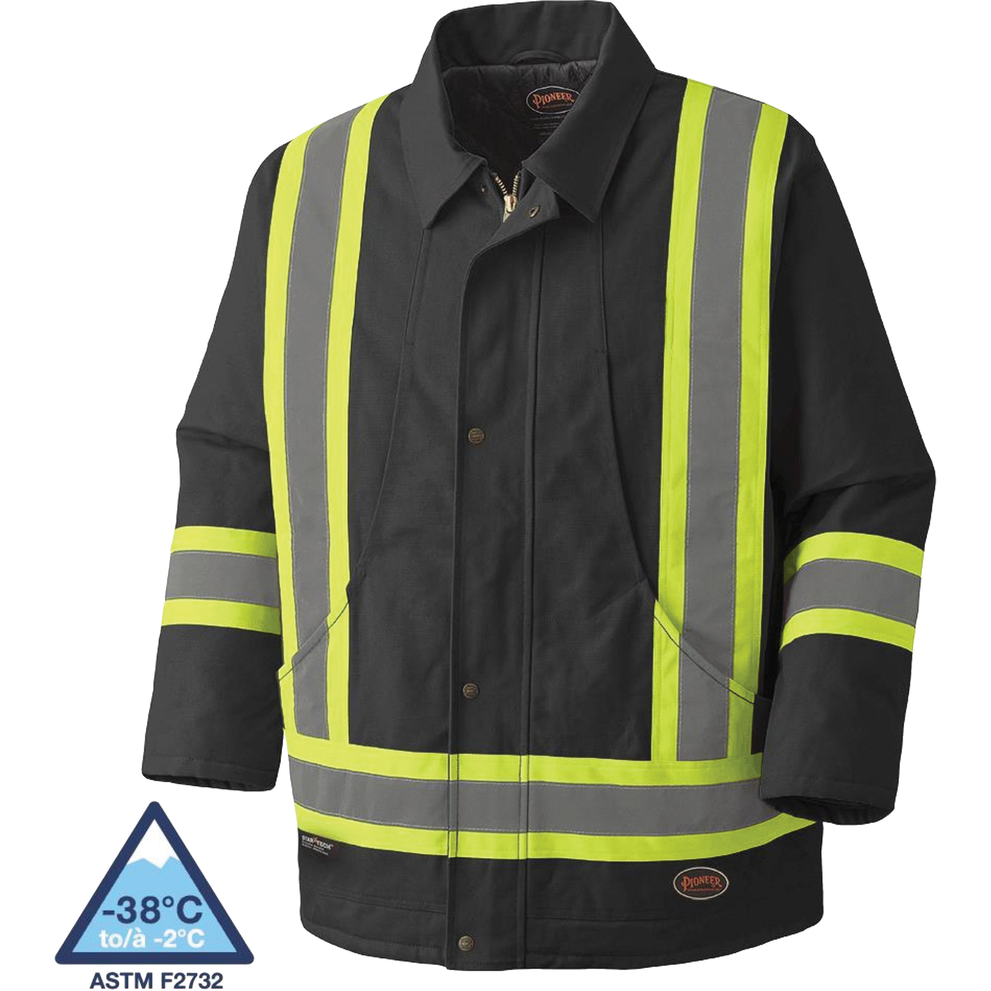 5535BKA Manteau en toile de coton matelassée, Noir, 2T-Grand