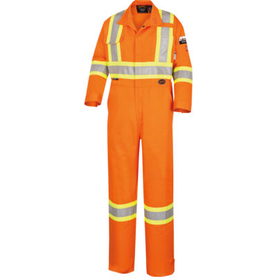 5551T Combinaison ignifuge et résistant aux arcs électriques Flame-GardMD, Taille 54 (grand taille), Orange haute visibilité, 9,1 cal/cm²