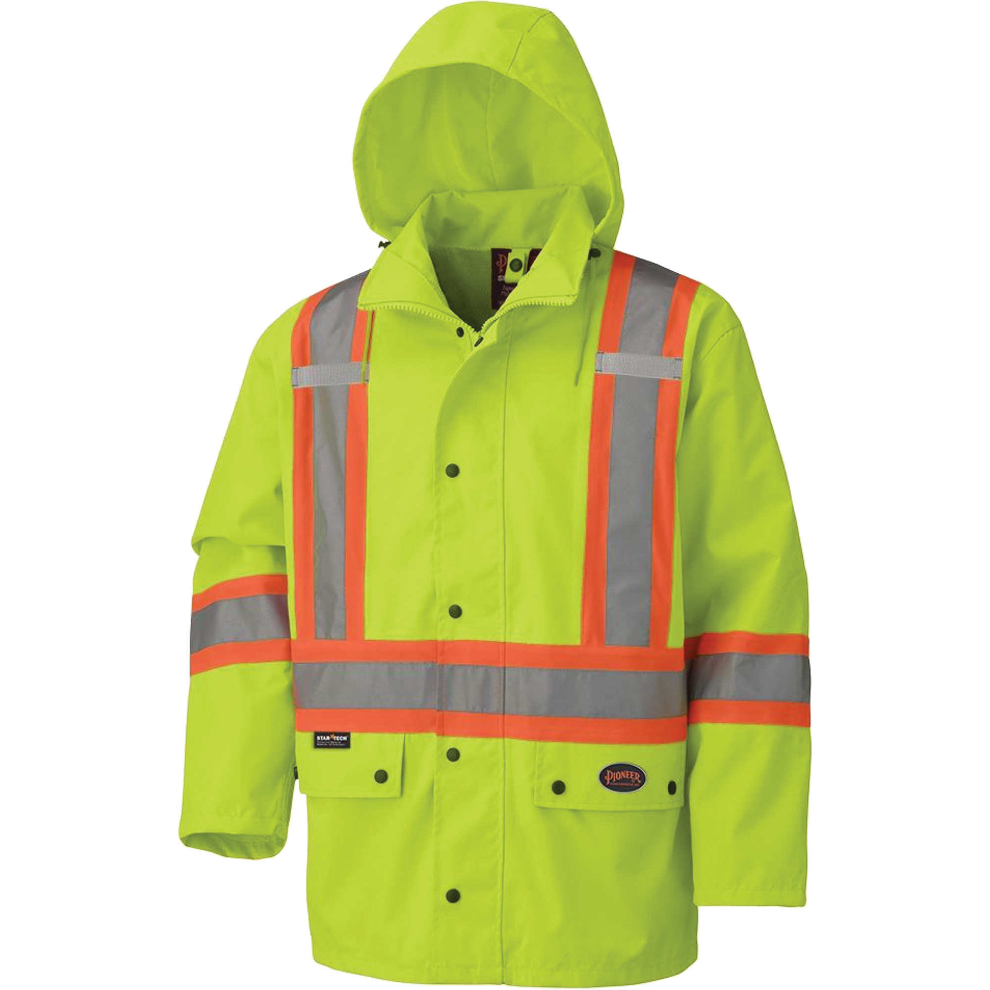 5585A Veste de sécurité imperméable avec capuchon amovible 450D, Polyester, Jaune lime haute visibilité, 3T-Grand