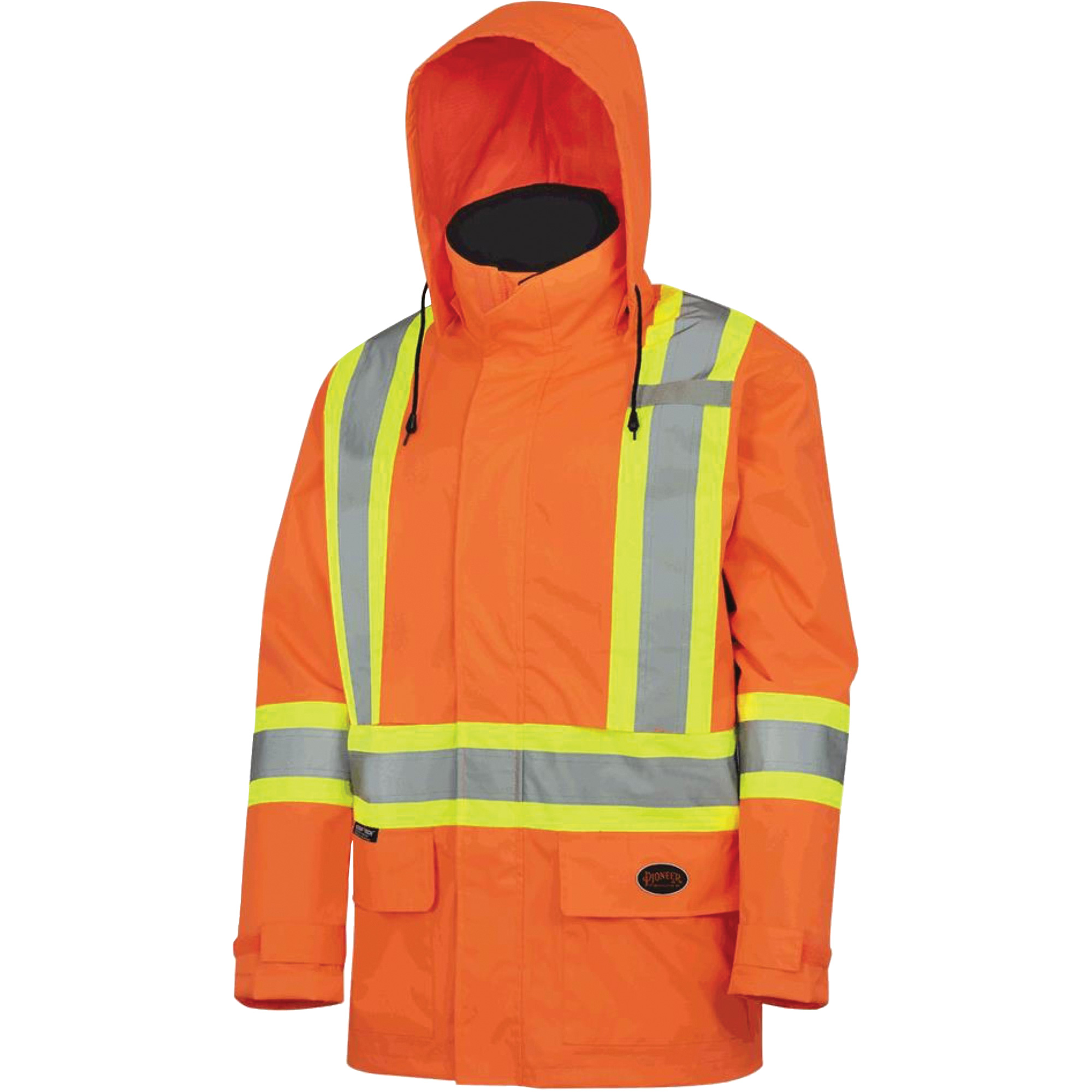 5594 Veste de sécurité légère et imperméable avec capuche amovible 150D, Polyester, Orange haute visibilité, Moyen