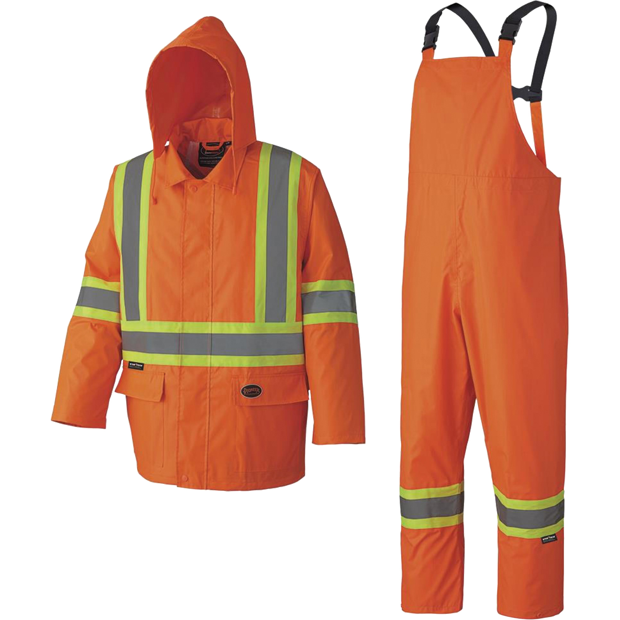 5608 Combinaison de pluie imperméable 210D, Polyester/PVC, T-Grand, Orange haute visibilité