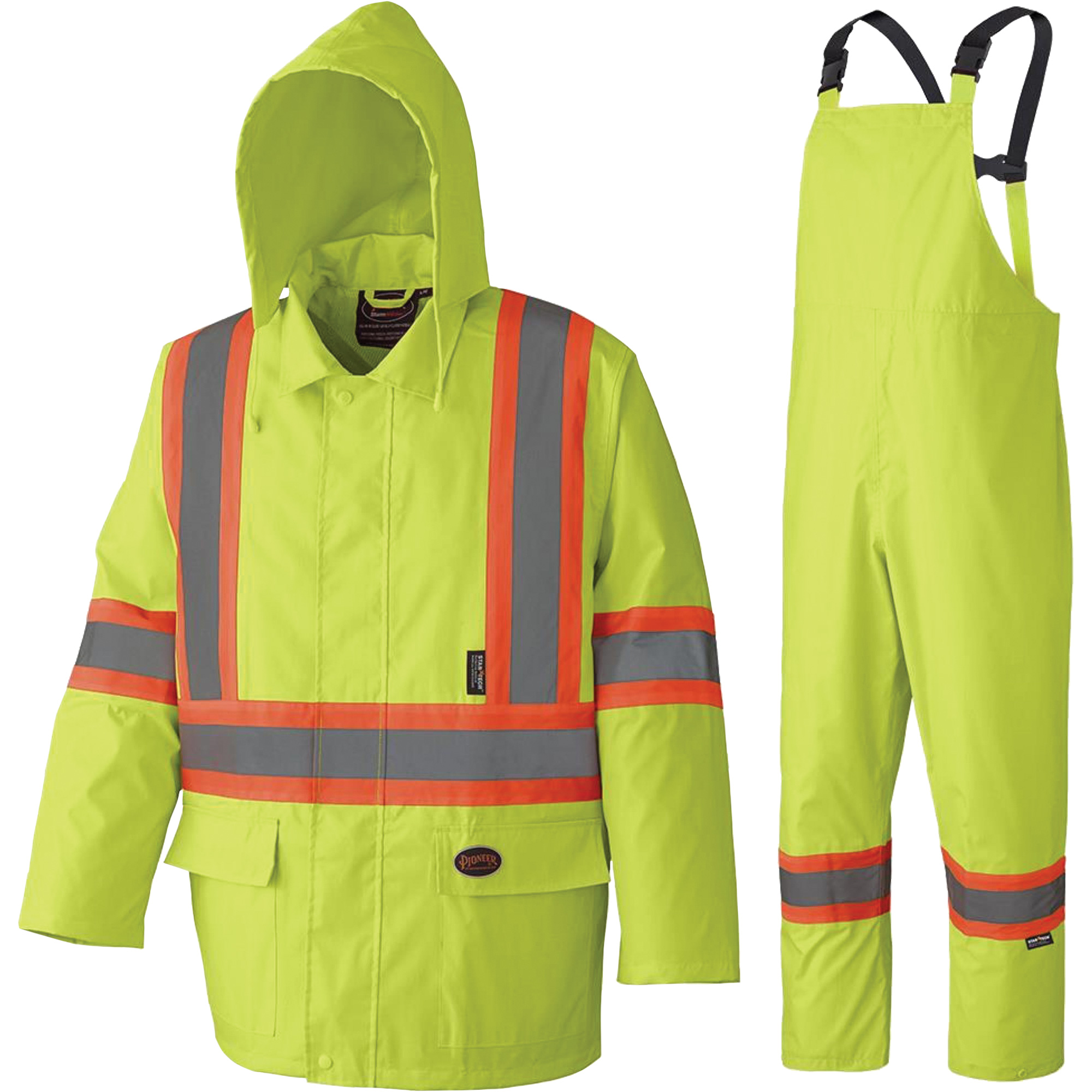 5609 Combinaison de pluie imperméable 210D, Polyester/PVC, 4T-Grand, Jaune lime haute visibilité
