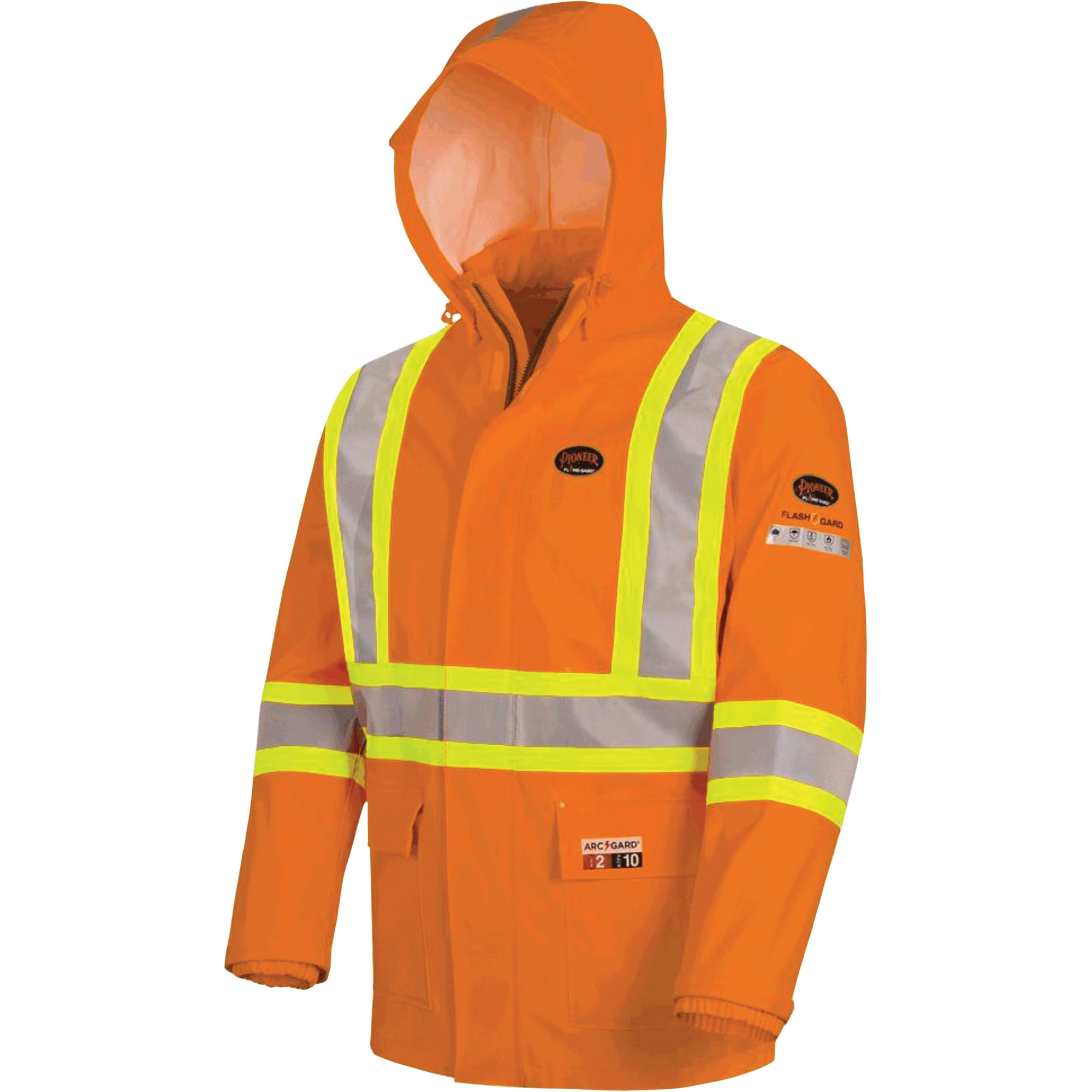 5880 Manteau de pluie ignifuge et protection contre les éclats d'arc électrique, Grand, Orange haute visibilité, 10 cal/cm²