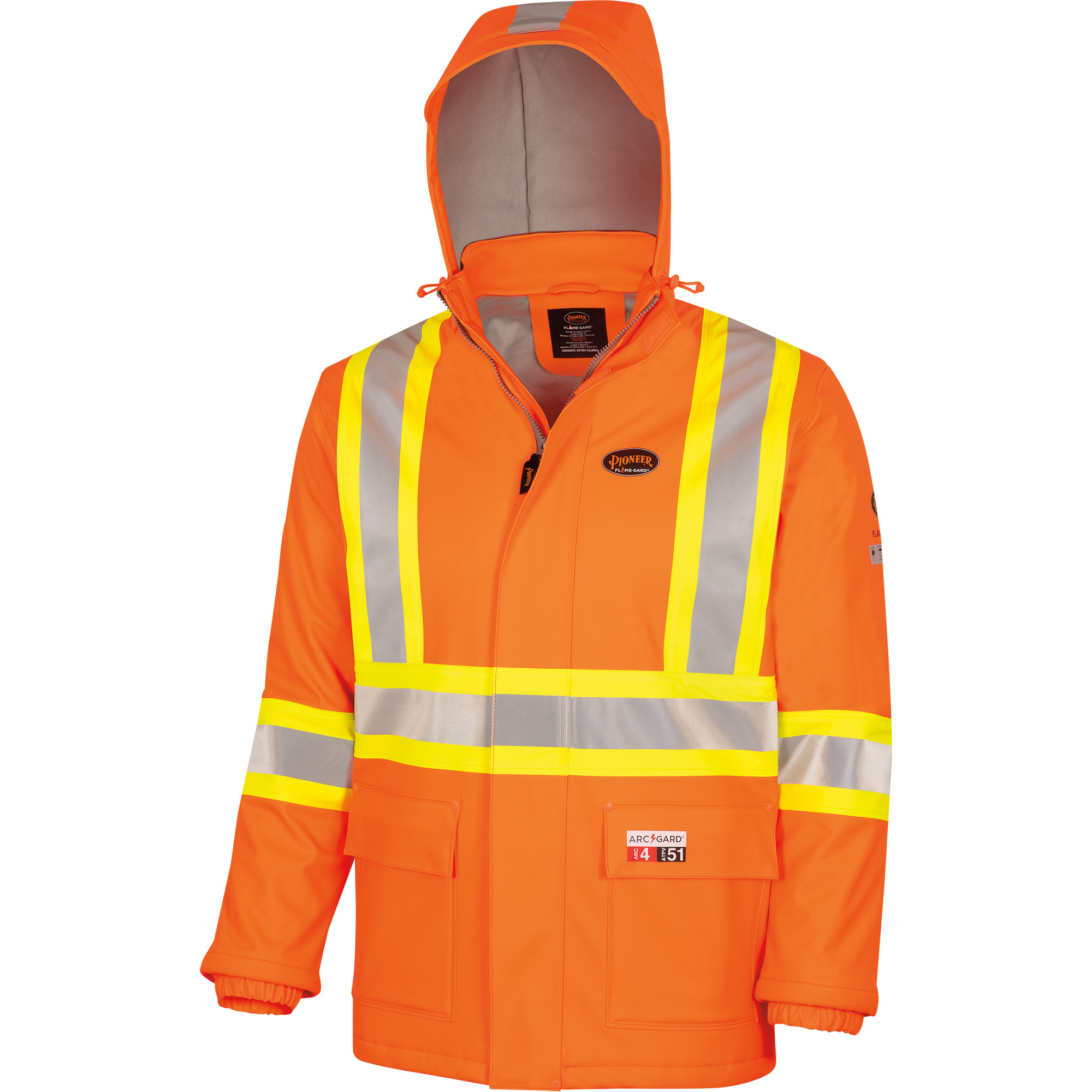 5884 Manteau imperméable ignifuge et résistant aux arcs électriques avec capuchon Flash-GardMD, 3T-Grand, Orange haute visibilité, 51 cal/cm²