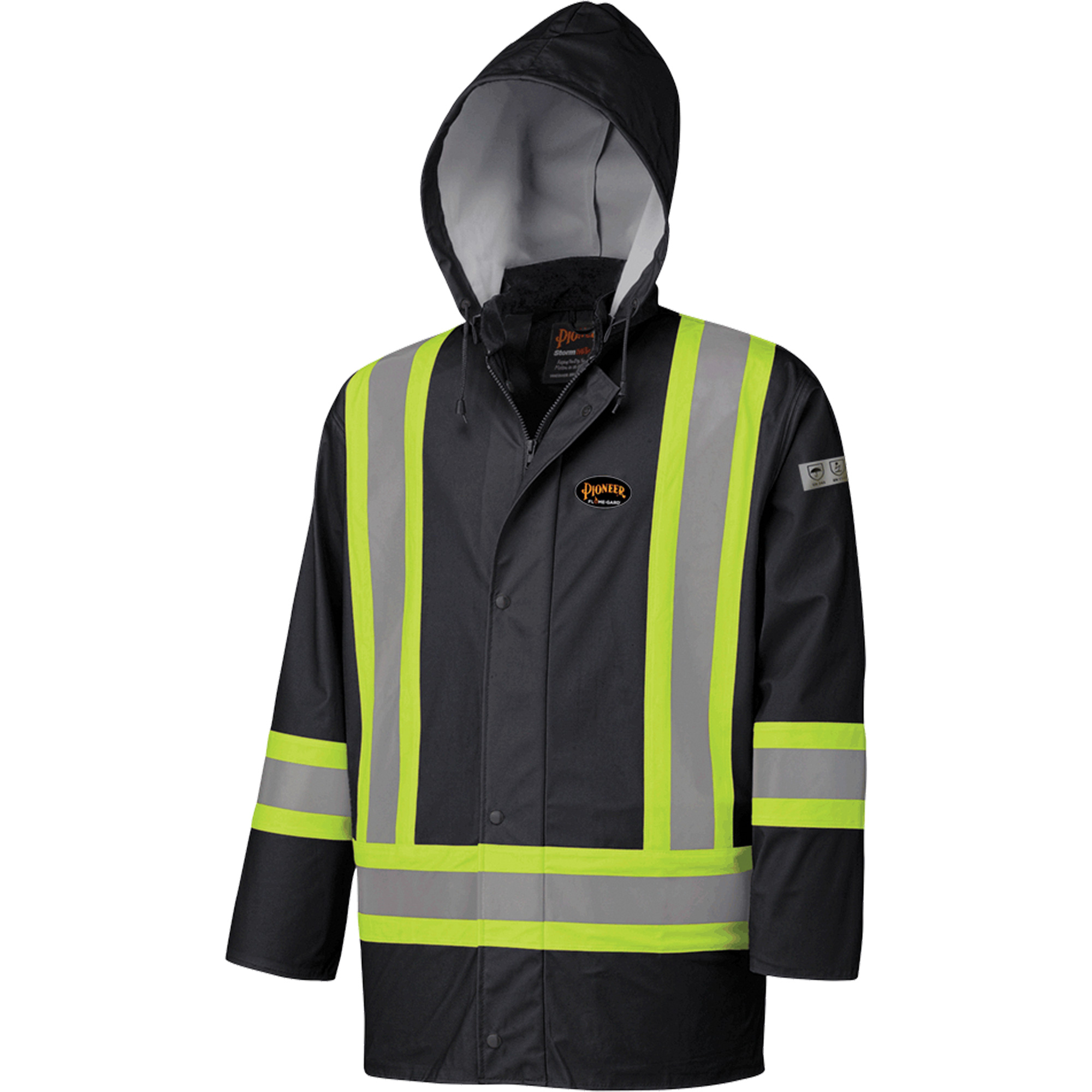 5894BK Manteau de sécurité imperméable et ignifuge, Polyuréthane, Noir, Grand