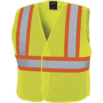 598P Veste de sécurité à maille détachable, Jaune lime haute visibilité, 2T-Grand/3T-Grand, Polyester