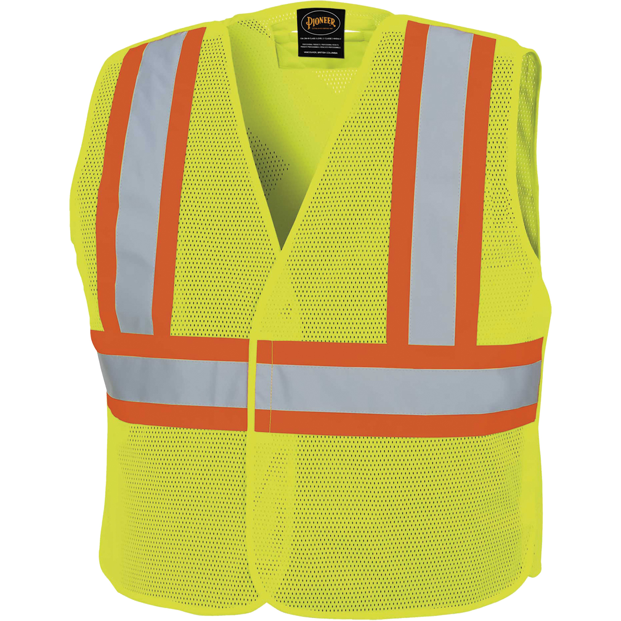 598P Veste de sécurité à maille détachable, Jaune lime haute visibilité, 2T-Grand/3T-Grand, Polyester
