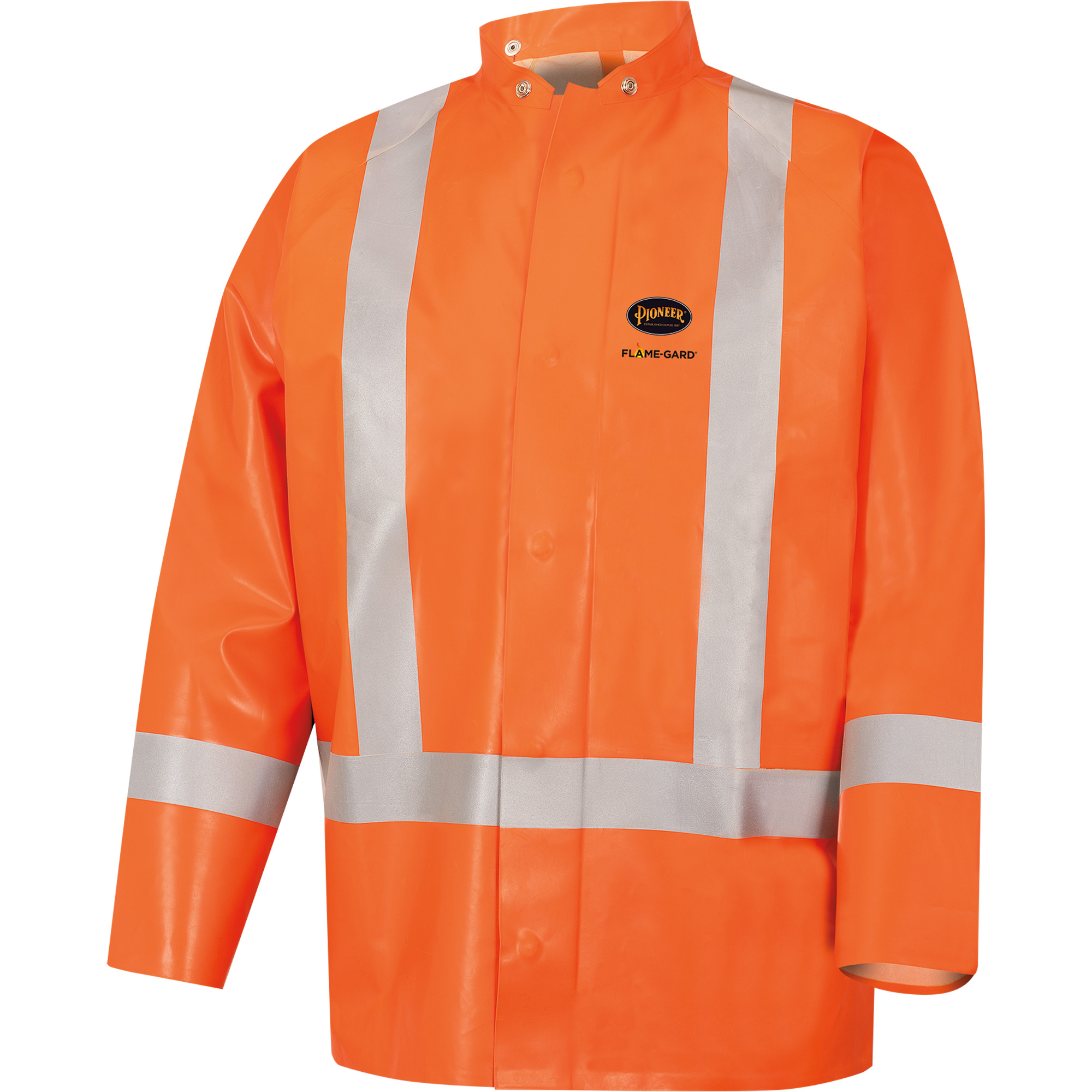 5990J Manteau de sécurité imperméable très robuste ignifuge et résistant aux arcs électriques, Petit, Orange haute visibilité, 11 cal/cm²