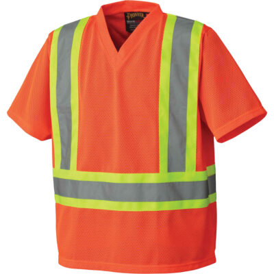 5992P T-shirt de sécurité, Polyester, 3T-Grand, Orange haute visibilité