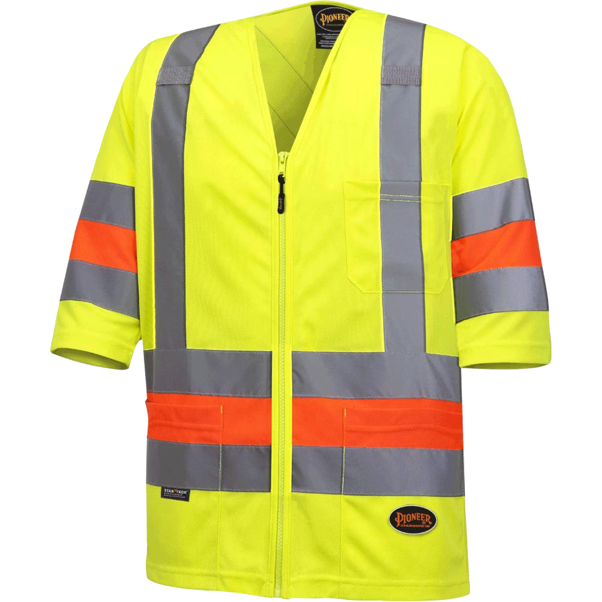 6019 Chandail de circulation à manches courtes Québec, Polyester, 4T-Grand, Jaune lime haute visibilité