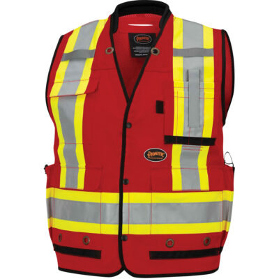 6678 Veste d'arpenteur antimicrobienne haute visibilité avec dos en maille, Rouge, 5T-Grand, Polyester