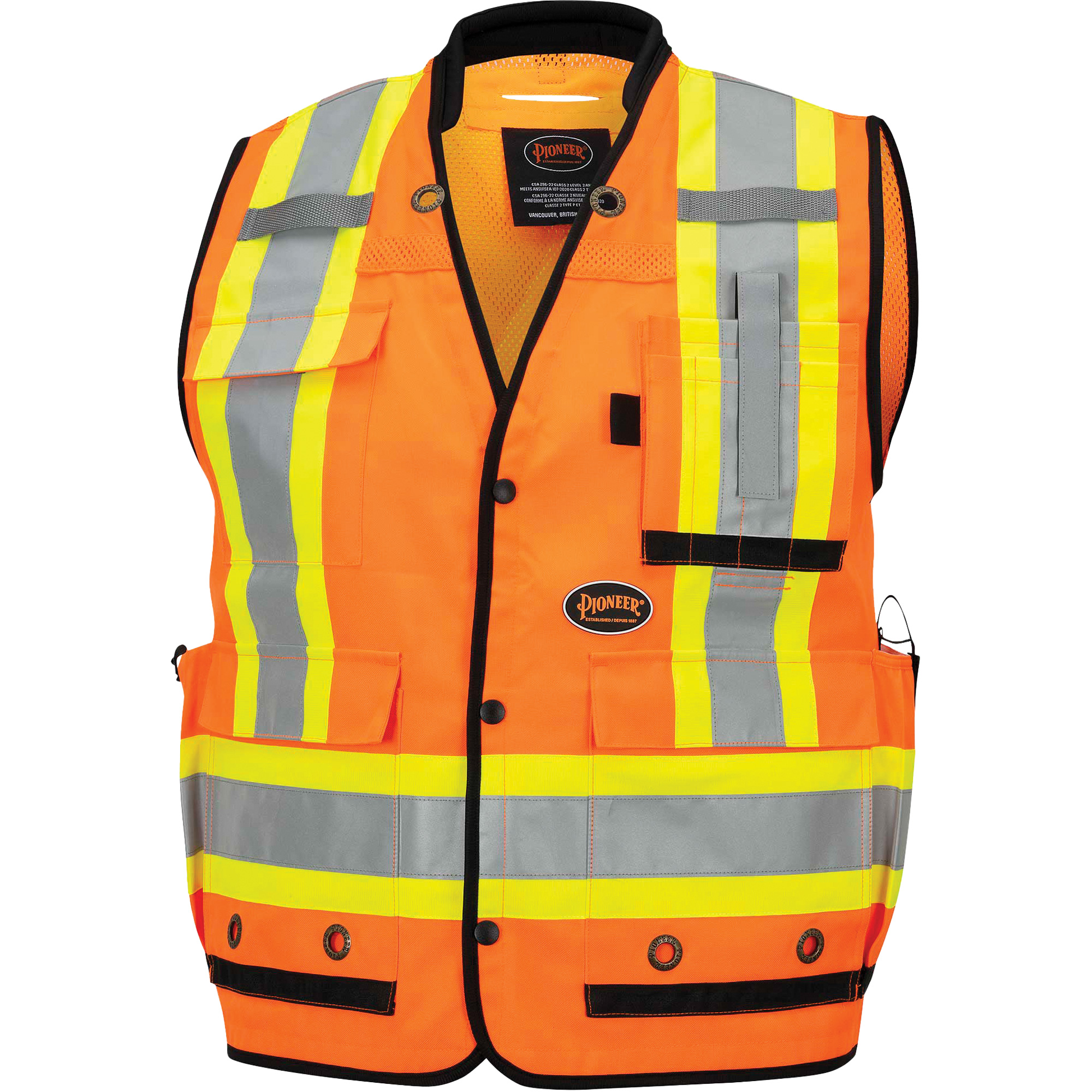 6680 Veste d'arpenteur antimicrobienne haute visibilité avec dos en maille, Orange haute visibilité, Grand, Polyester
