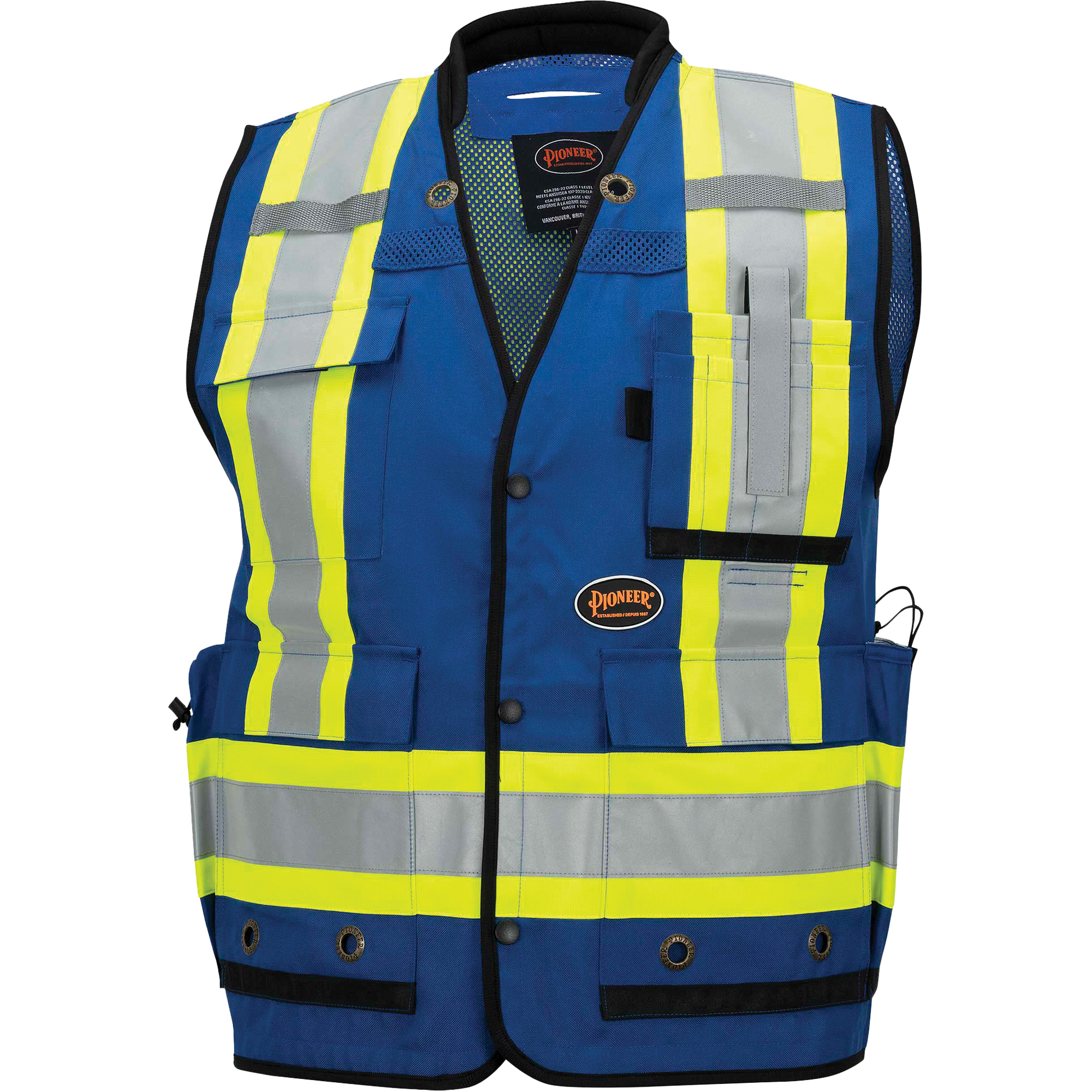6681 Veste d'arpenteur antimicrobienne haute visibilité avec dos en maille, Bleu royal, 5T-Grand, Polyester