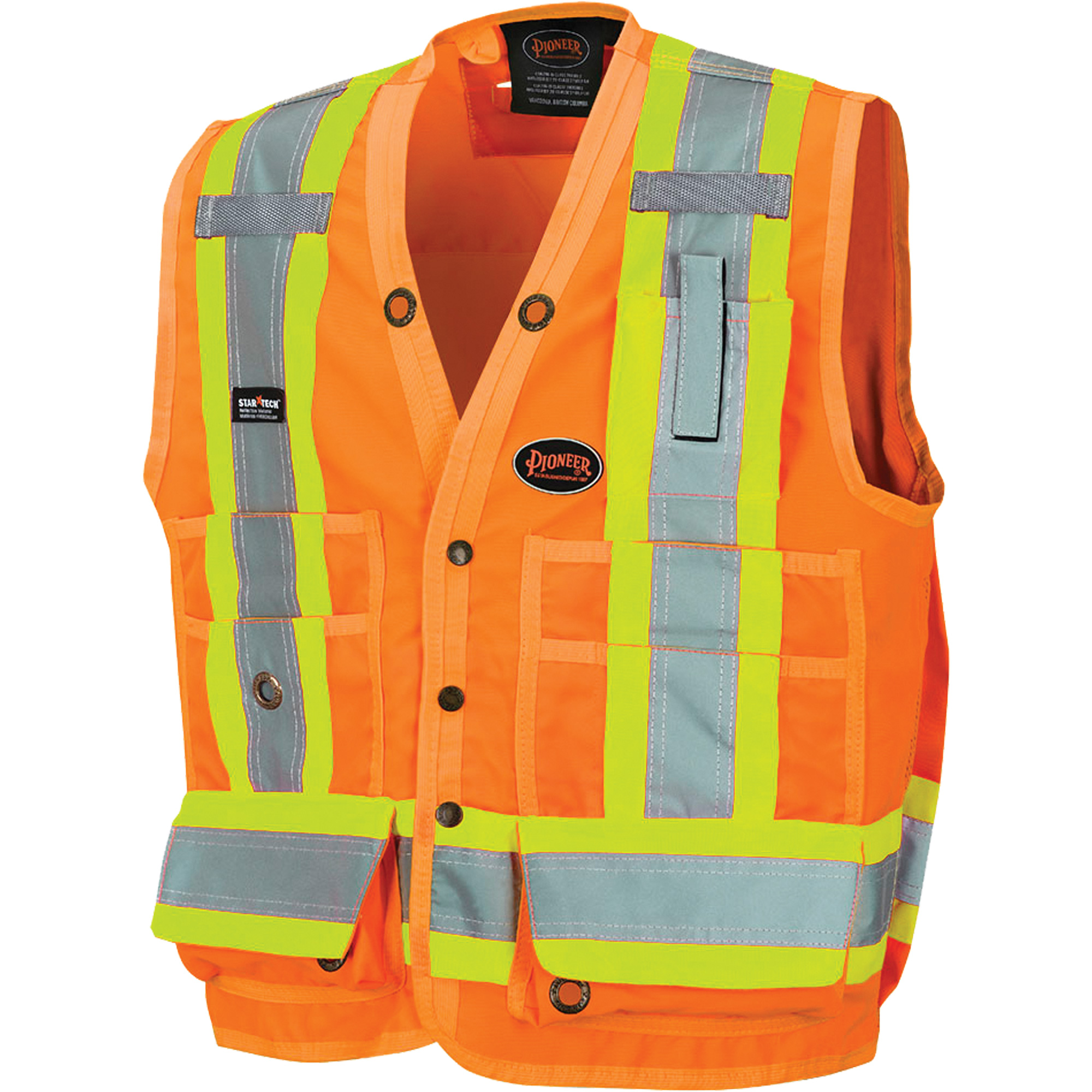 6692 Veste de sécurité pour arpenteur, Orange haute visibilité, Moyen, Polyester