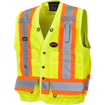 6693 Veste de sécurité pour arpenteur, Jaune lime haute visibilité, 5T-Grand, Polyester