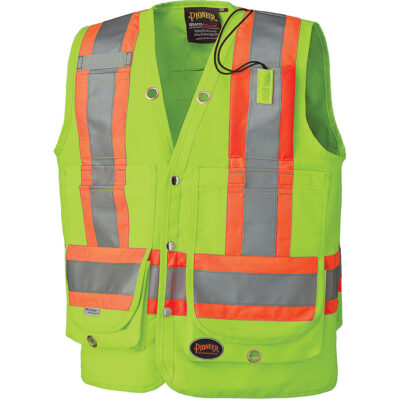 6696 Veste de sécurité pour arpenteur, Jaune lime haute visibilité, 3T-Grand, Polyester
