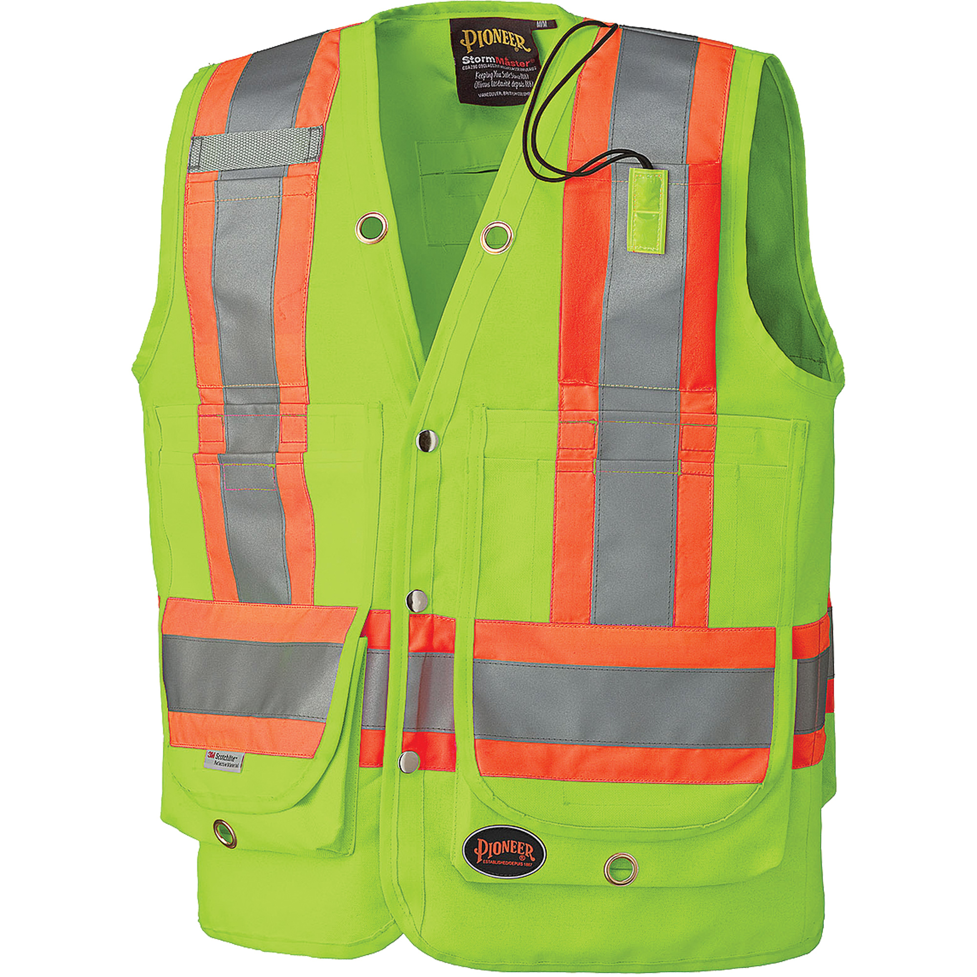 6696 Veste de sécurité pour arpenteur, Jaune lime haute visibilité, 3T-Grand, Polyester
