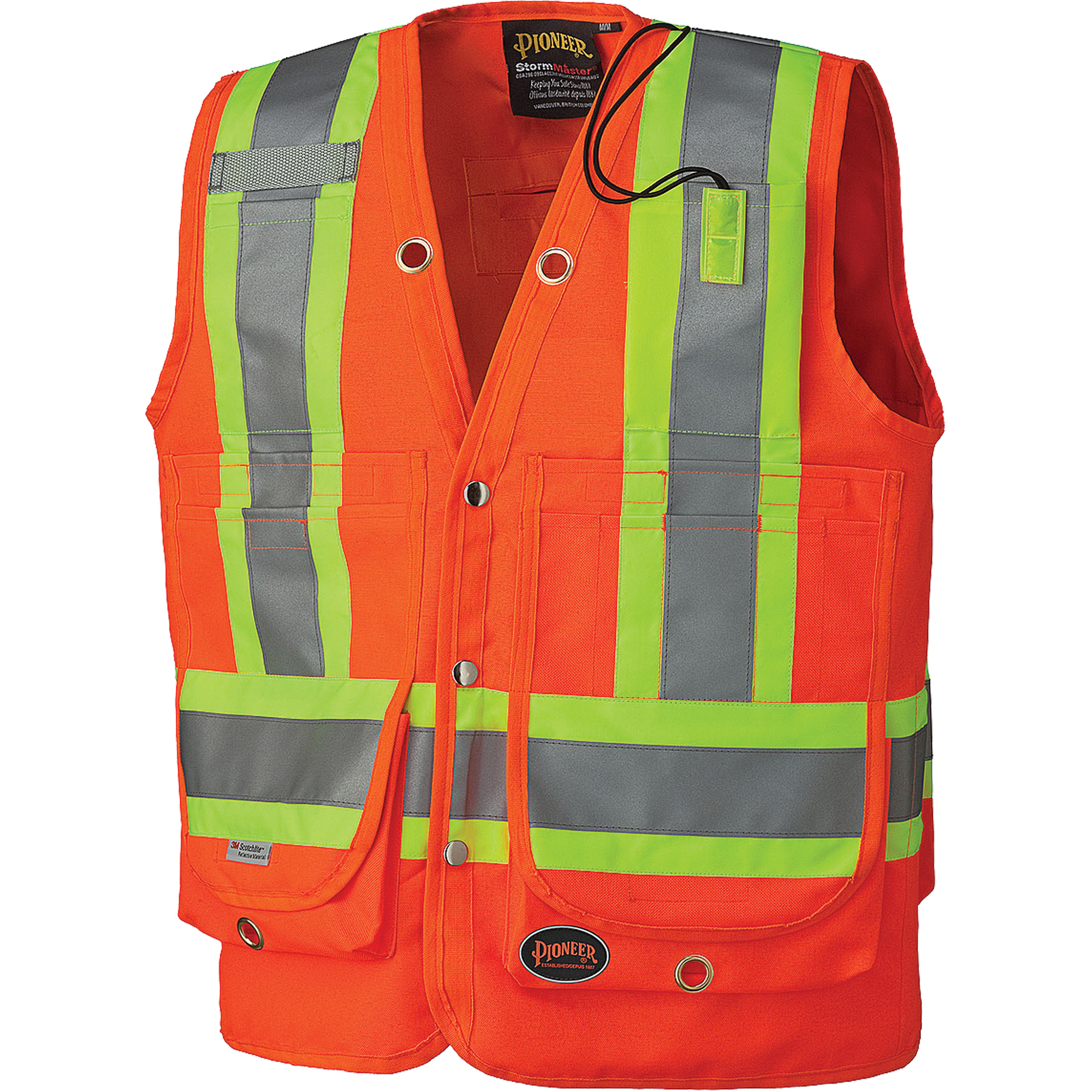 6697 Veste de sécurité pour arpenteur, Orange haute visibilité, Grand, Polyester