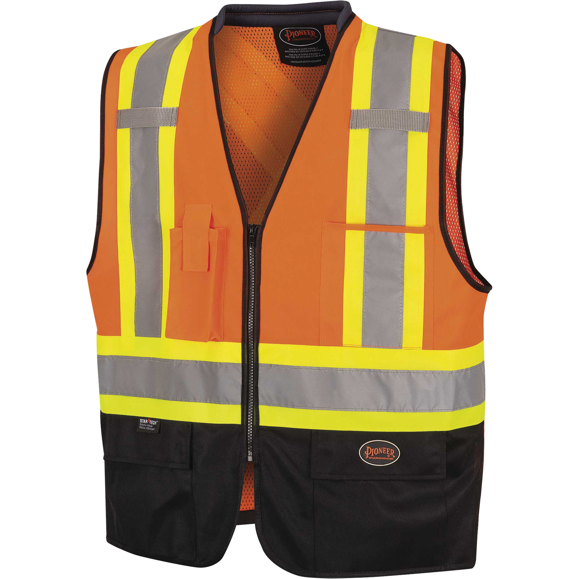 6894 Veste de sécurité bicolore à fermeture à glissière avant, Orange haute visibilité, 4T-Grand/5T-Grand, Polyester