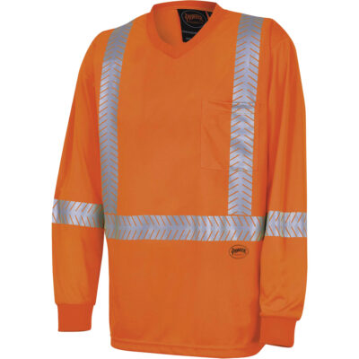 6904A Chandail de sécurité à manches longues ultra respirant et ultra frais, 5T-Grand, Orange haute visibilité