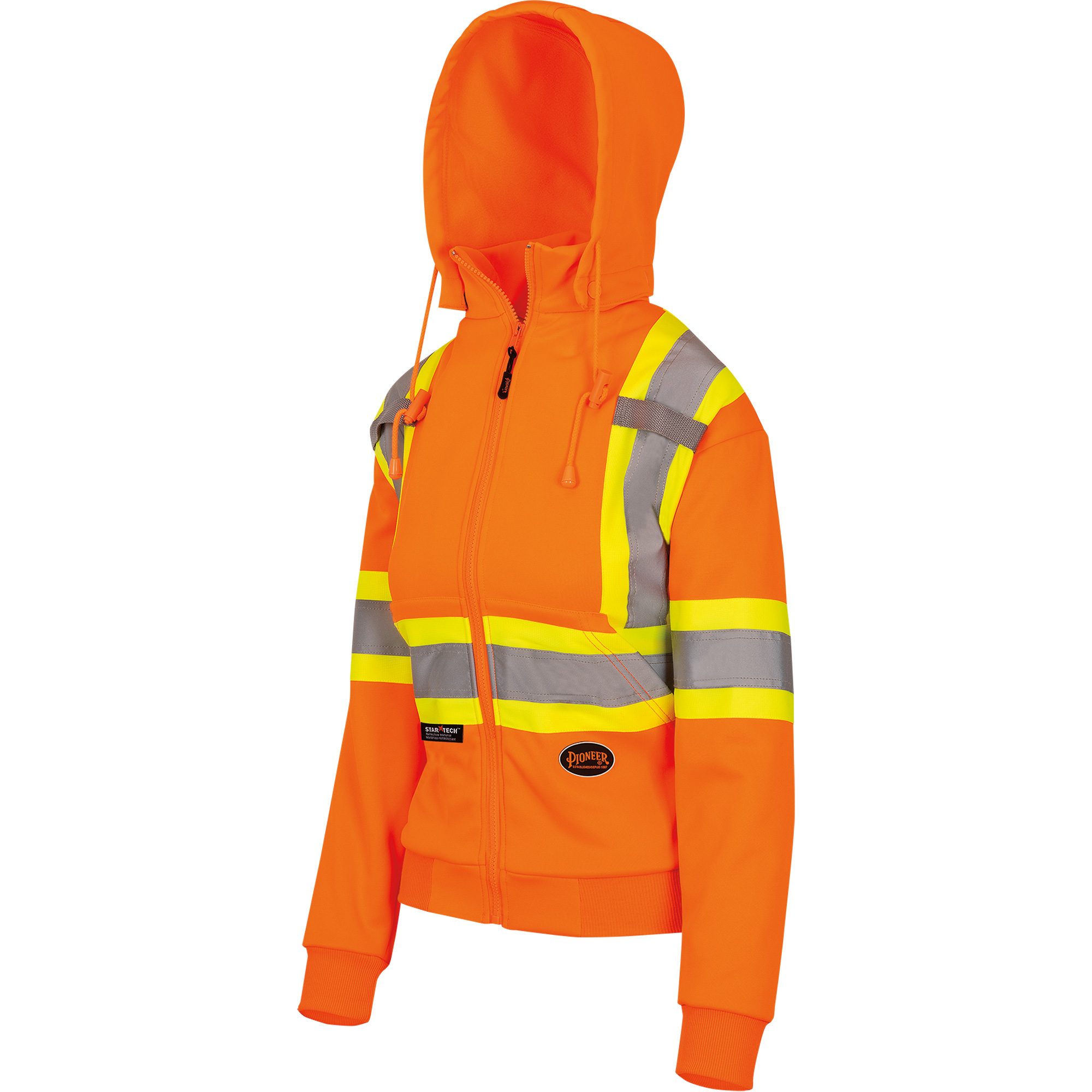 6924W Chandail à capuchon en molleton avec fermeture à glissière, Polyester, T-petit, Orange haute visibilité