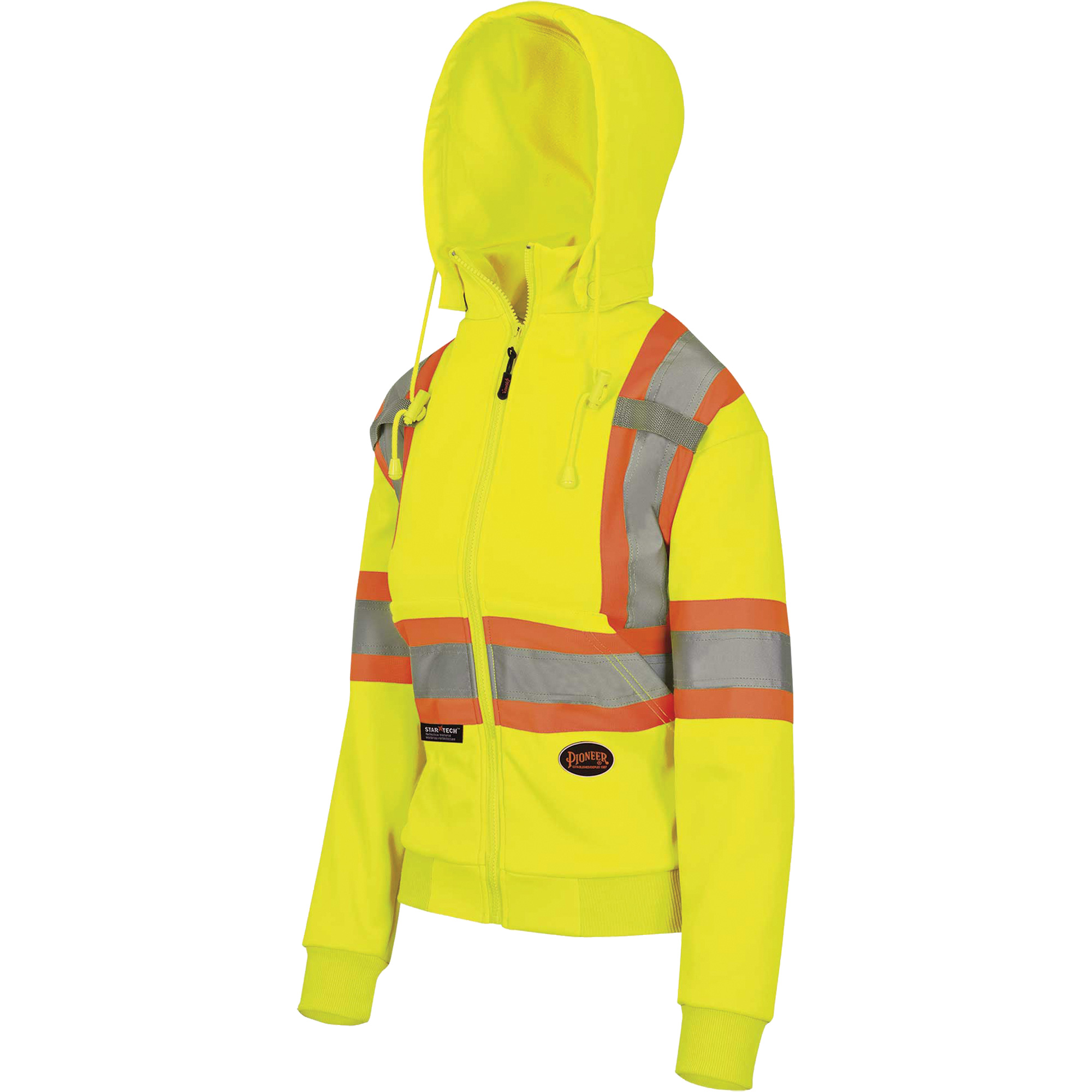 6925W Chandail à capuche avec fermeture éclair pour femme, 4T-Grand, Jaune haute visibilité