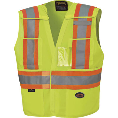 6931 Veste d'arpenteur détachable à épaules tombantes, Jaune lime haute visibilité, 4T-Grand/5T-Grand, Polyester