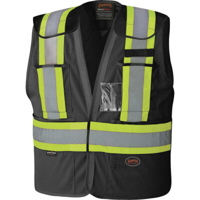 6933BK Veste de sécurité détachable à épaules tombantes, Noir, 4T-Grand/5T-Grand, Polyester