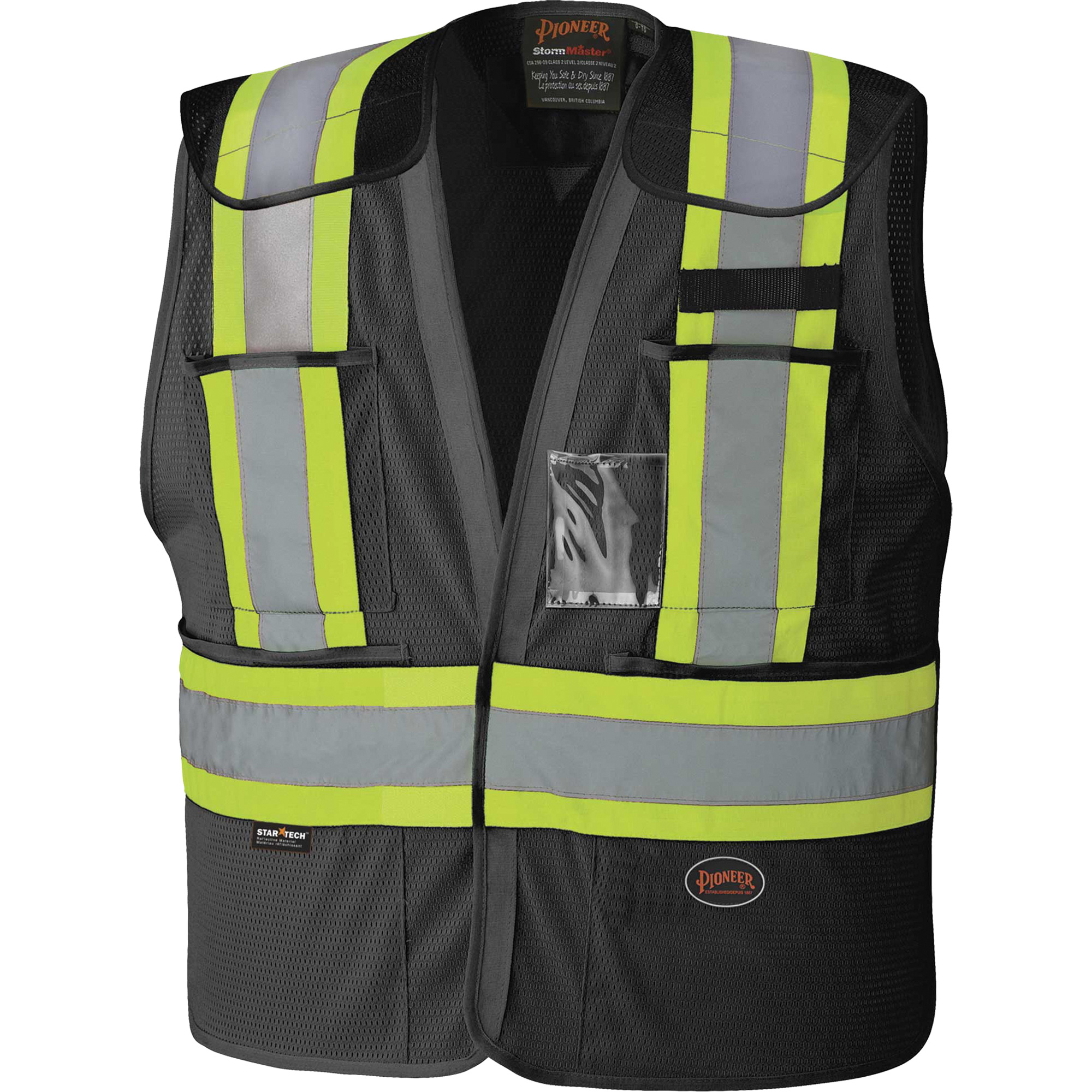 6933BK Veste de sécurité détachable à épaules tombantes, Noir, 4T-Grand/5T-Grand, Polyester