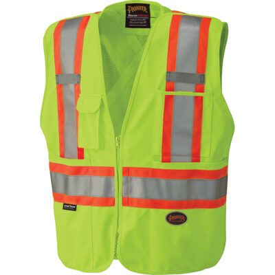 6936 Veste de sécurité détachable en 5 points, Jaune lime haute visibilité, Moyen, Polyester
