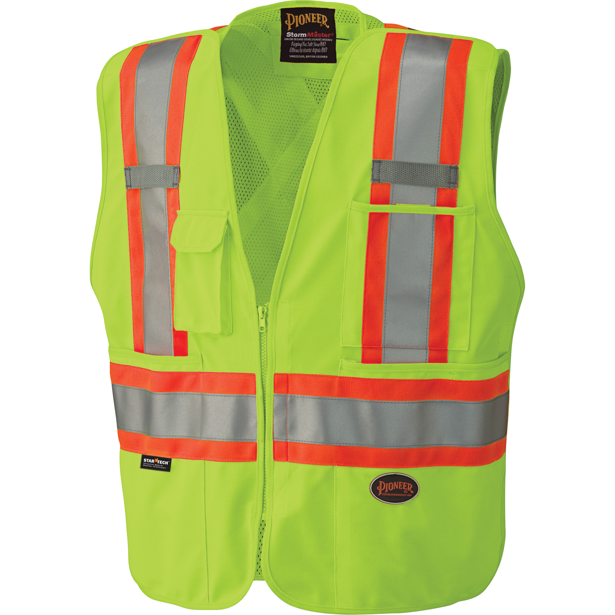 6936 Veste de sécurité détachable en 5 points, Jaune lime haute visibilité, Moyen, Polyester